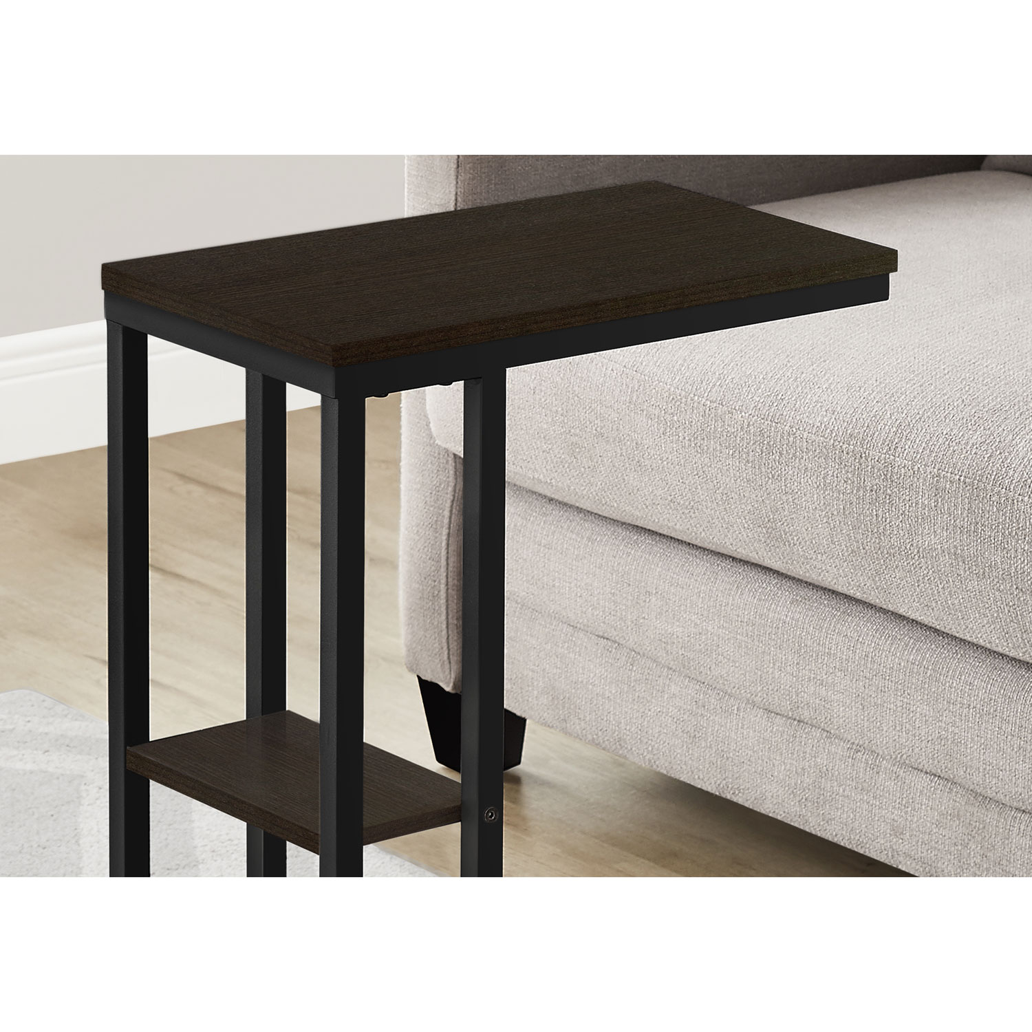 Monarch Contemporary Rectangular 2-Shelf Accent Table - Espresso/Black