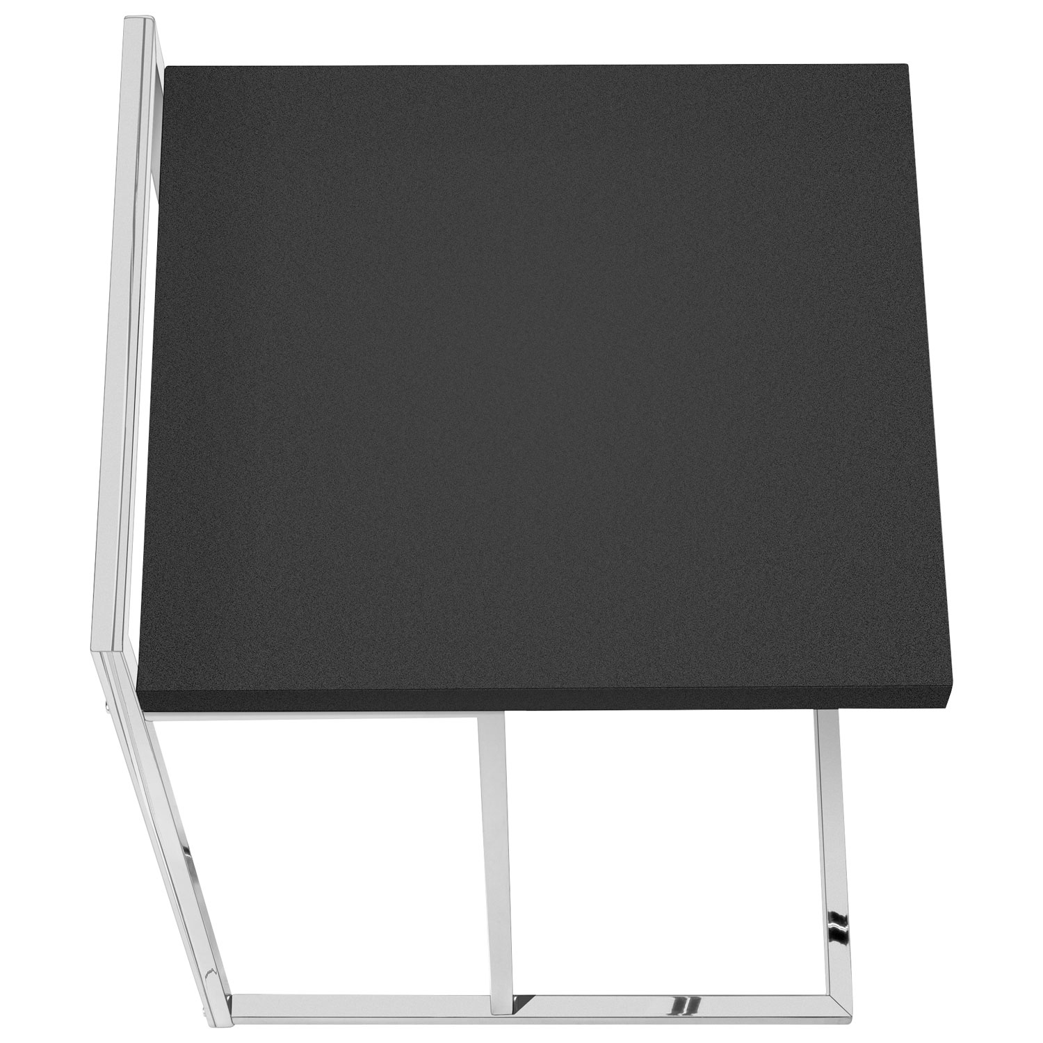 Table d'appoint rectangulaire contemporaine à panneau épais de Monarch - Noir/Chrome