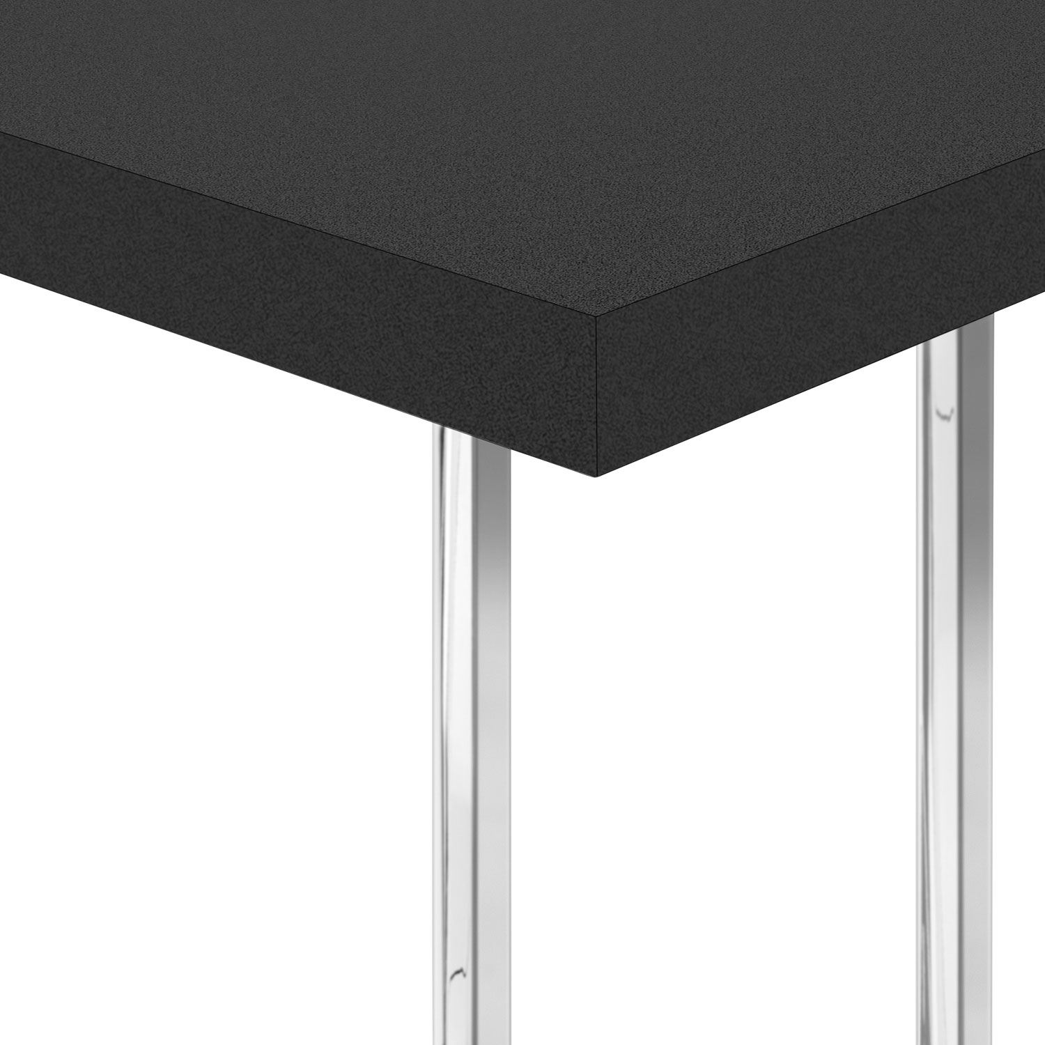 Table d'appoint rectangulaire contemporaine à panneau épais de Monarch - Noir/Chrome