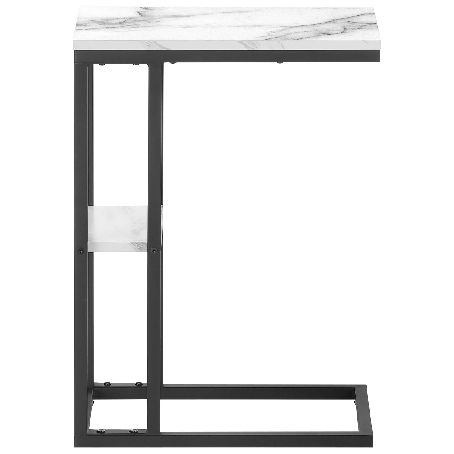 Monarch Contemporary Rectangular 2-Shelf Accent Table - White Marble-Look/Black