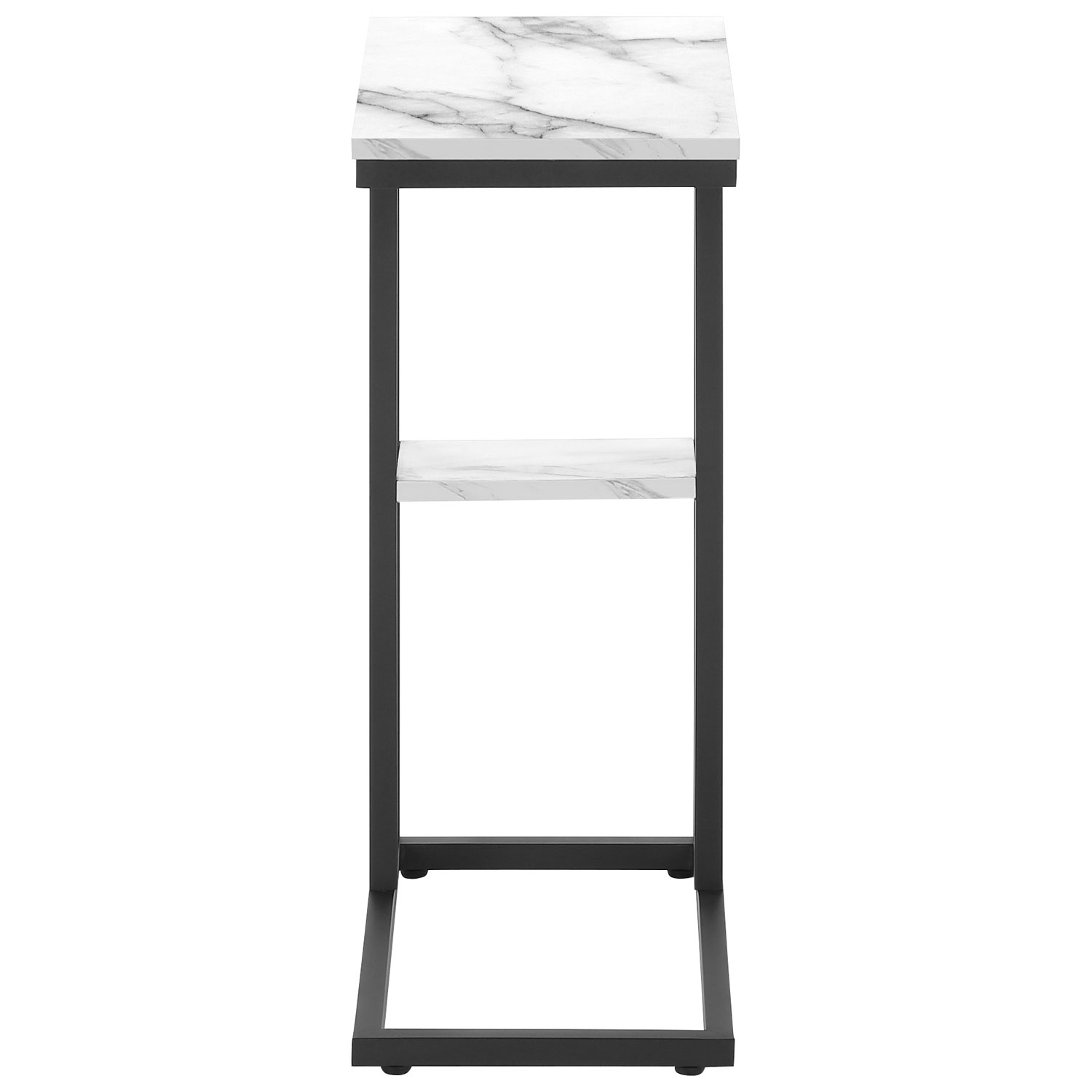 Monarch Contemporary Rectangular 2-Shelf Accent Table - White Marble-Look/Black