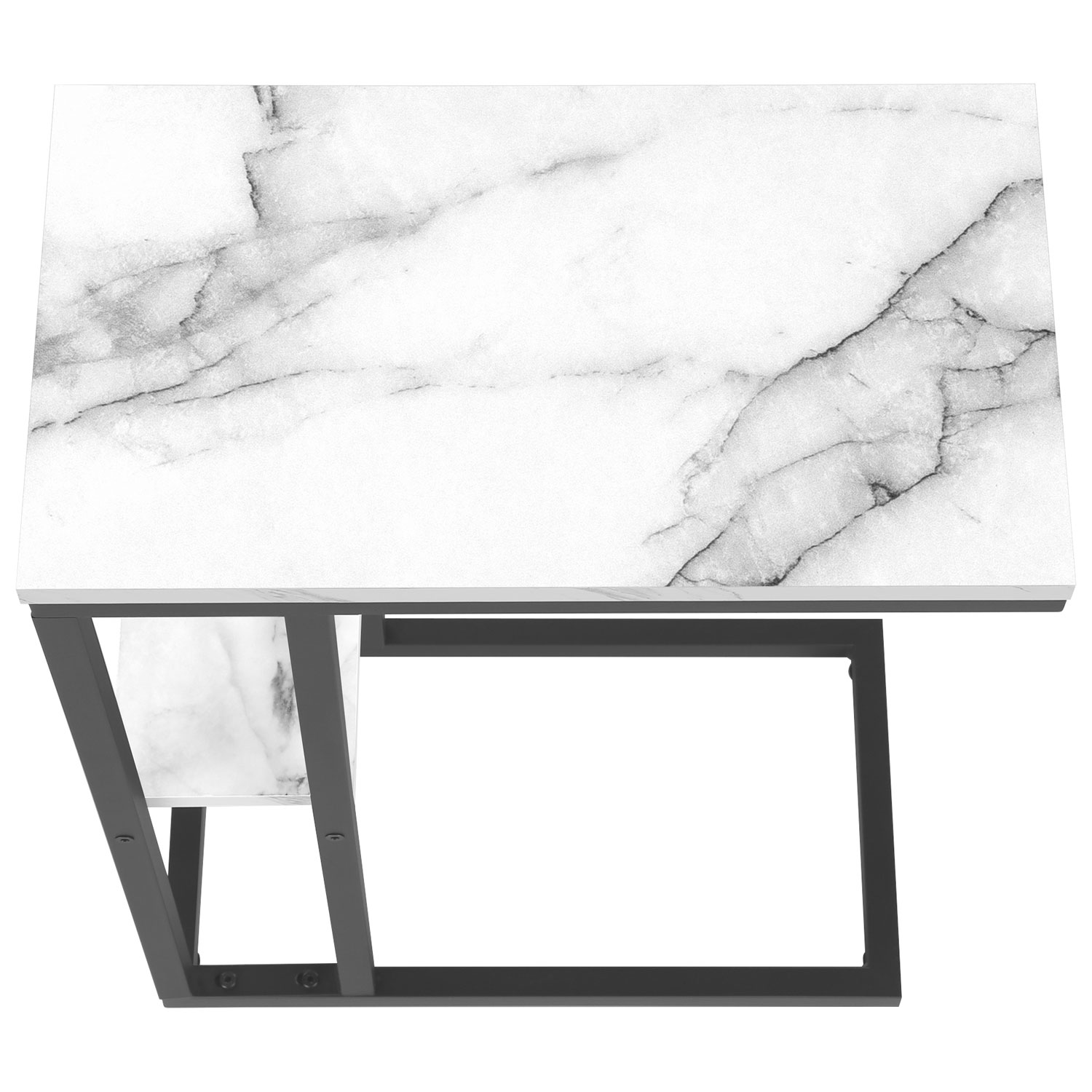 Monarch Contemporary Rectangular 2-Shelf Accent Table - White Marble-Look/Black