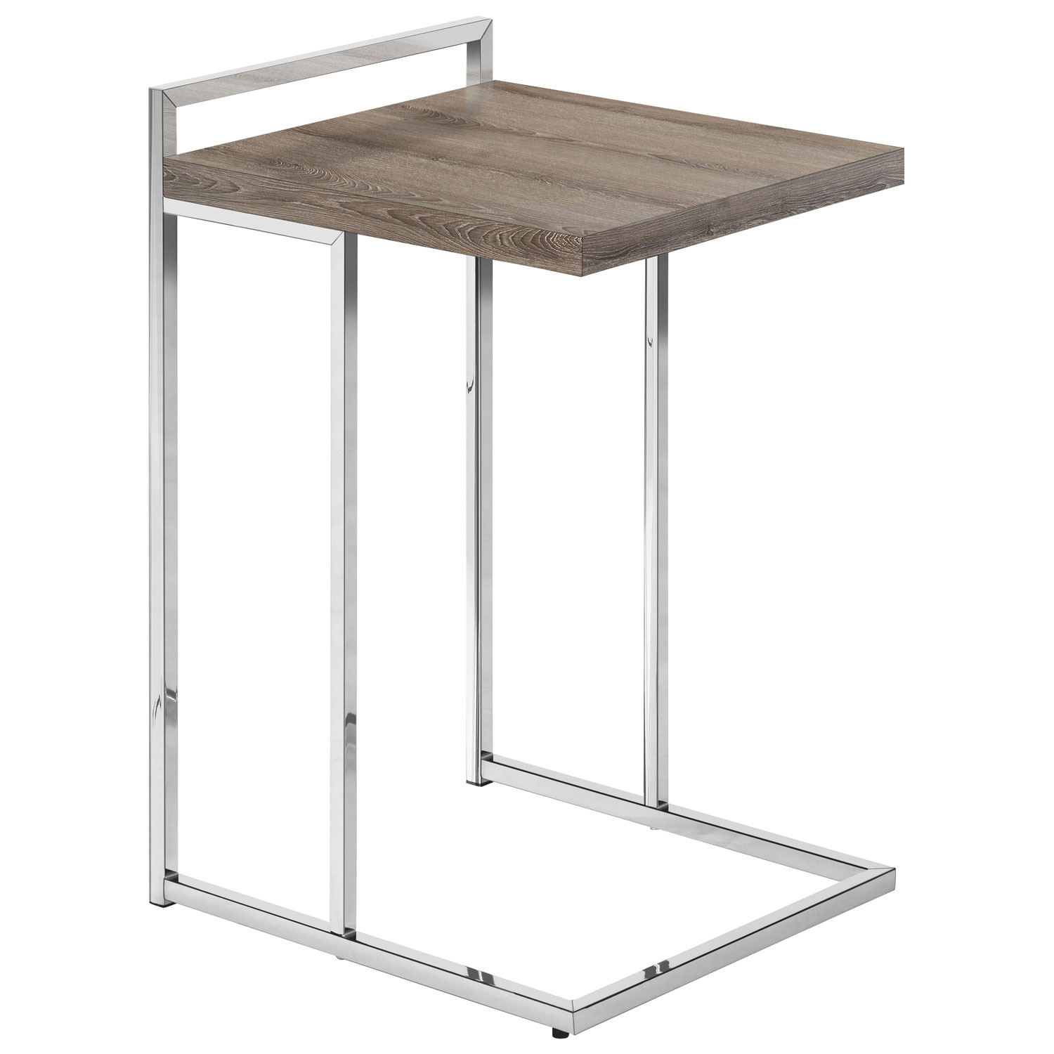 Table d'appoint rectangulaire contemporaine à panneau épais de Monarch - Taupe foncé/Chrome