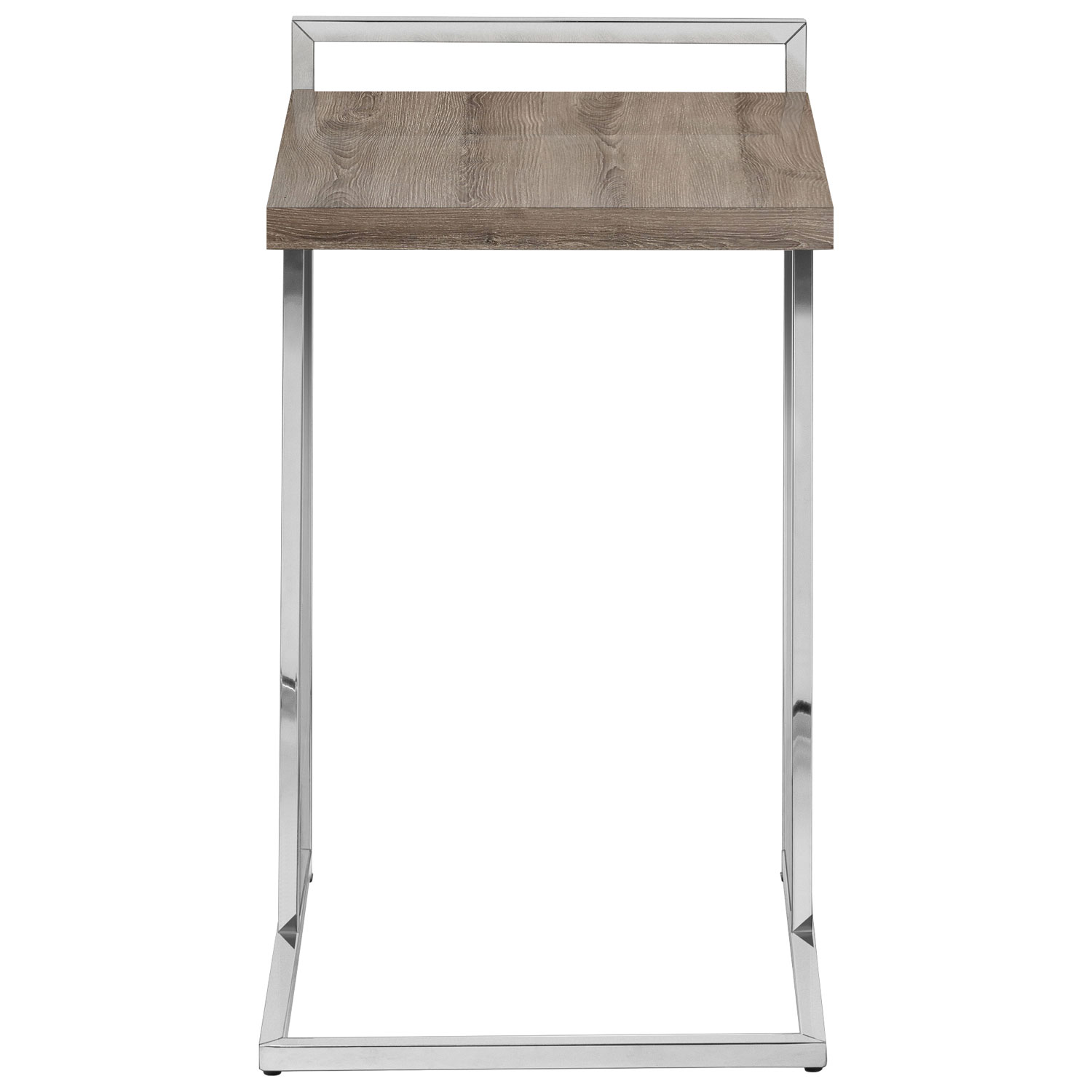 Table d'appoint rectangulaire contemporaine à panneau épais de Monarch - Taupe foncé/Chrome