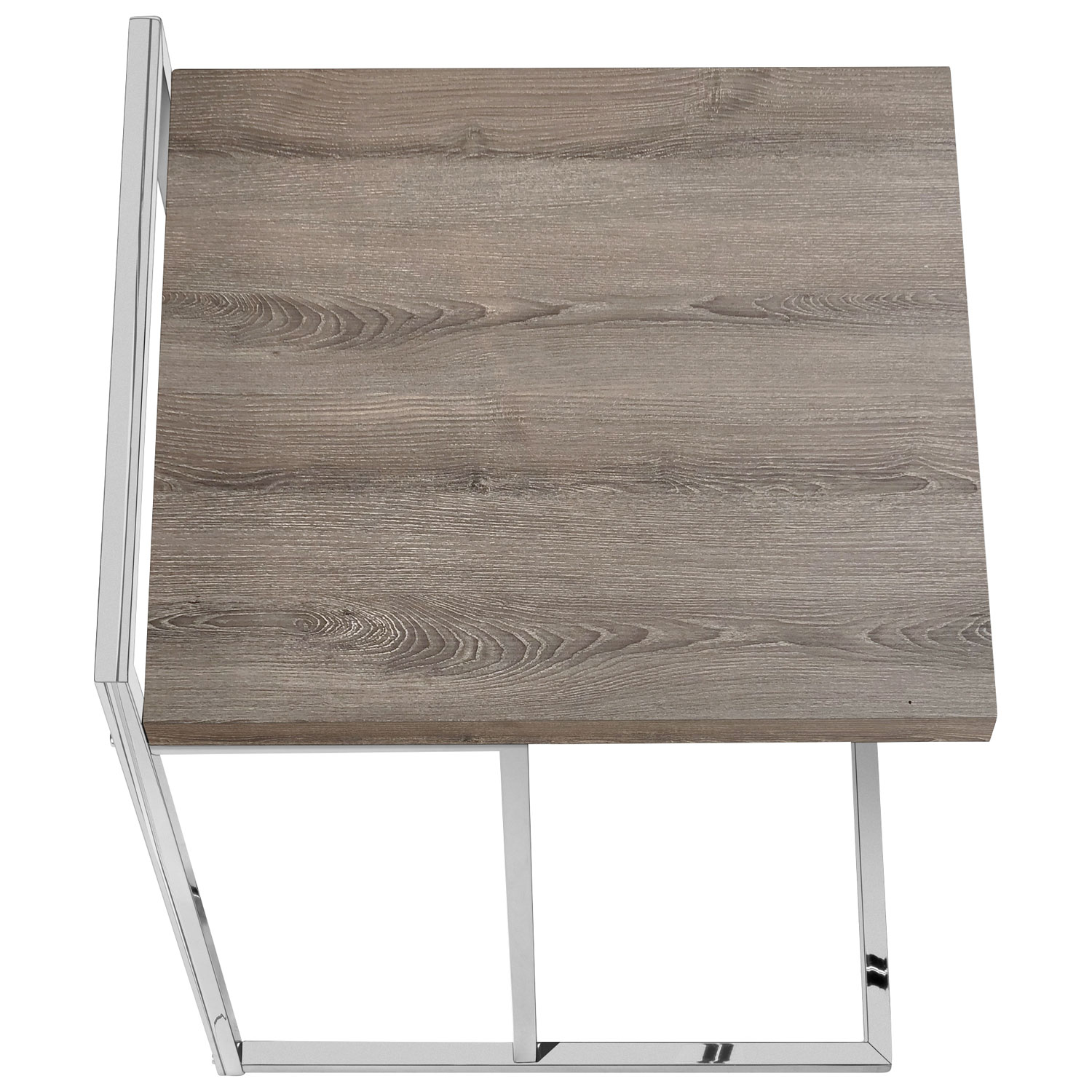 Table d'appoint rectangulaire contemporaine à panneau épais de Monarch - Taupe foncé/Chrome