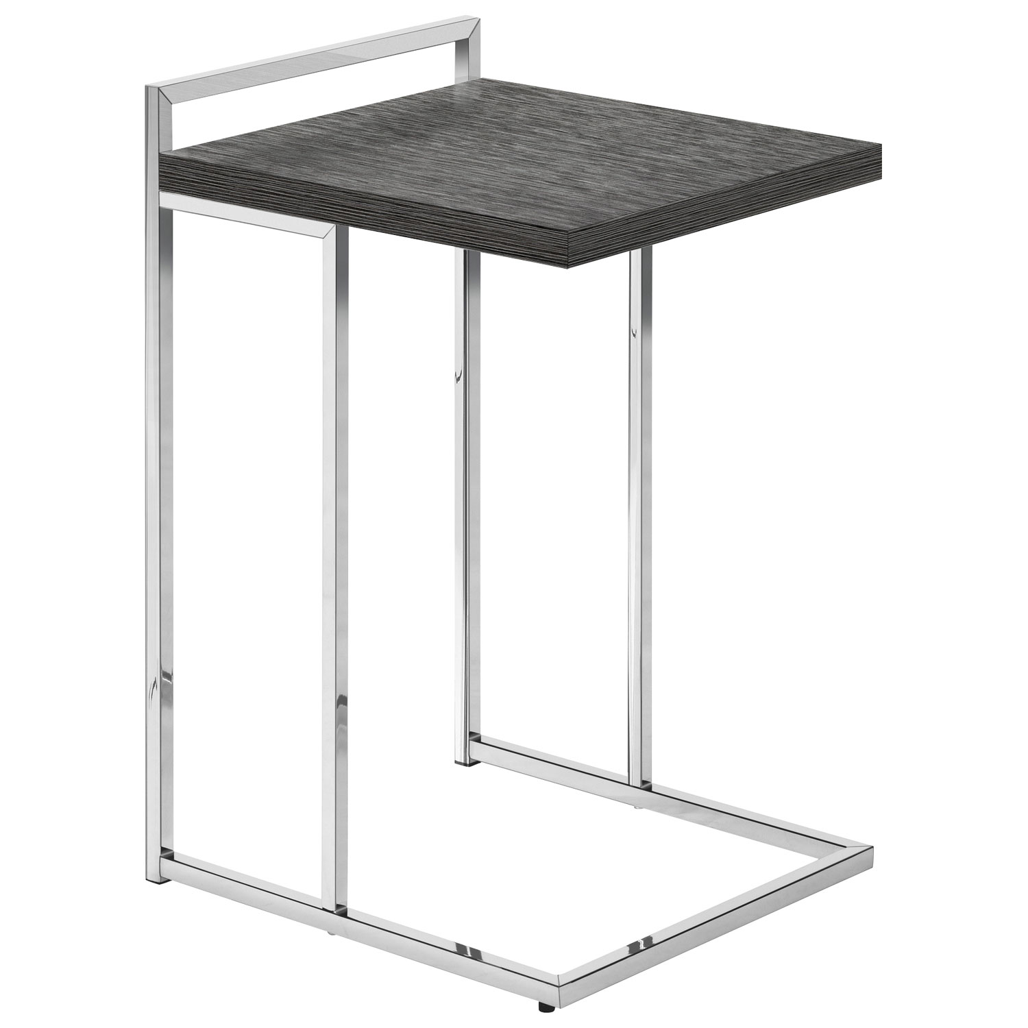 Table d'appoint rectangulaire contemporaine à panneau épais de Monarch - Gris/Chrome