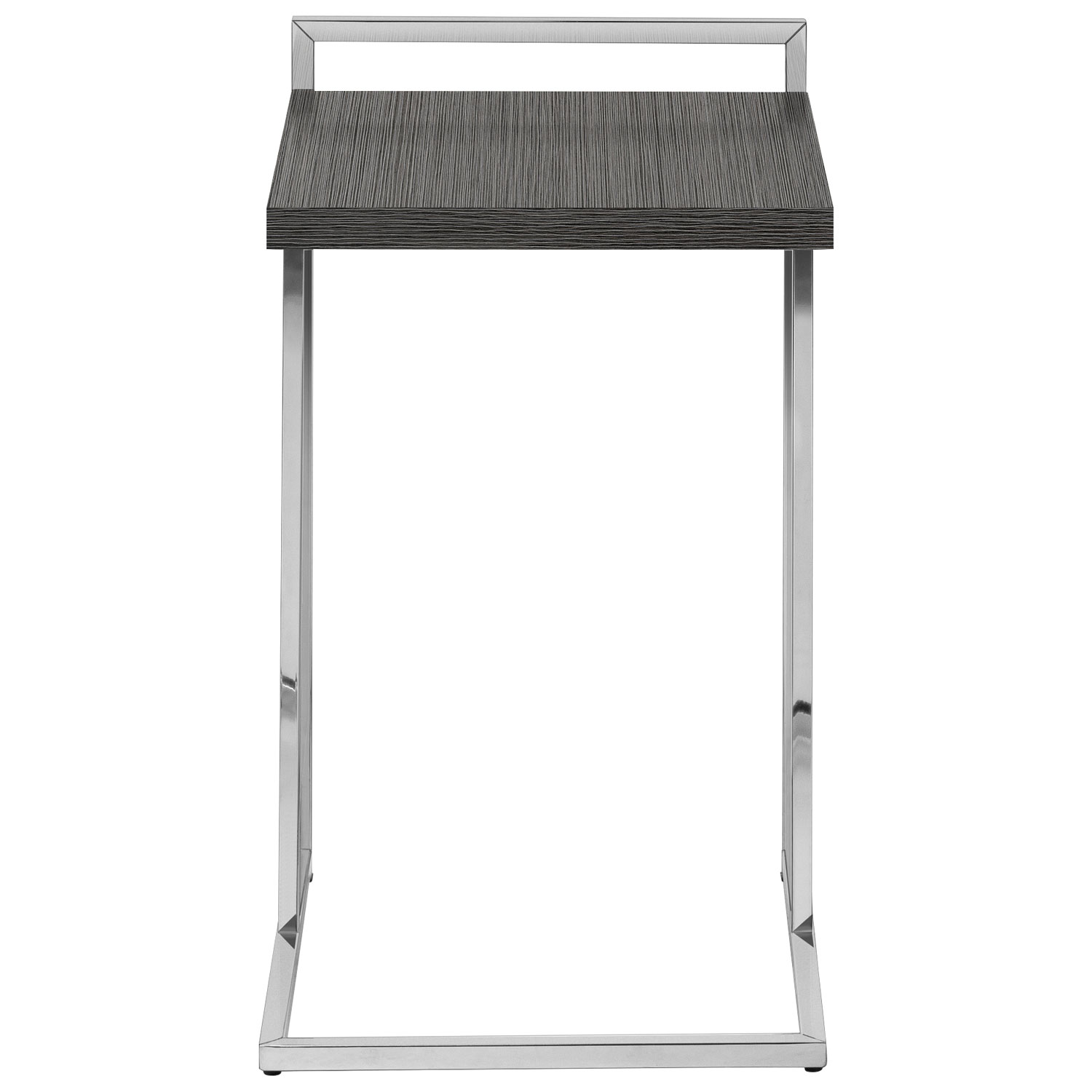 Table d'appoint rectangulaire contemporaine à panneau épais de Monarch - Gris/Chrome