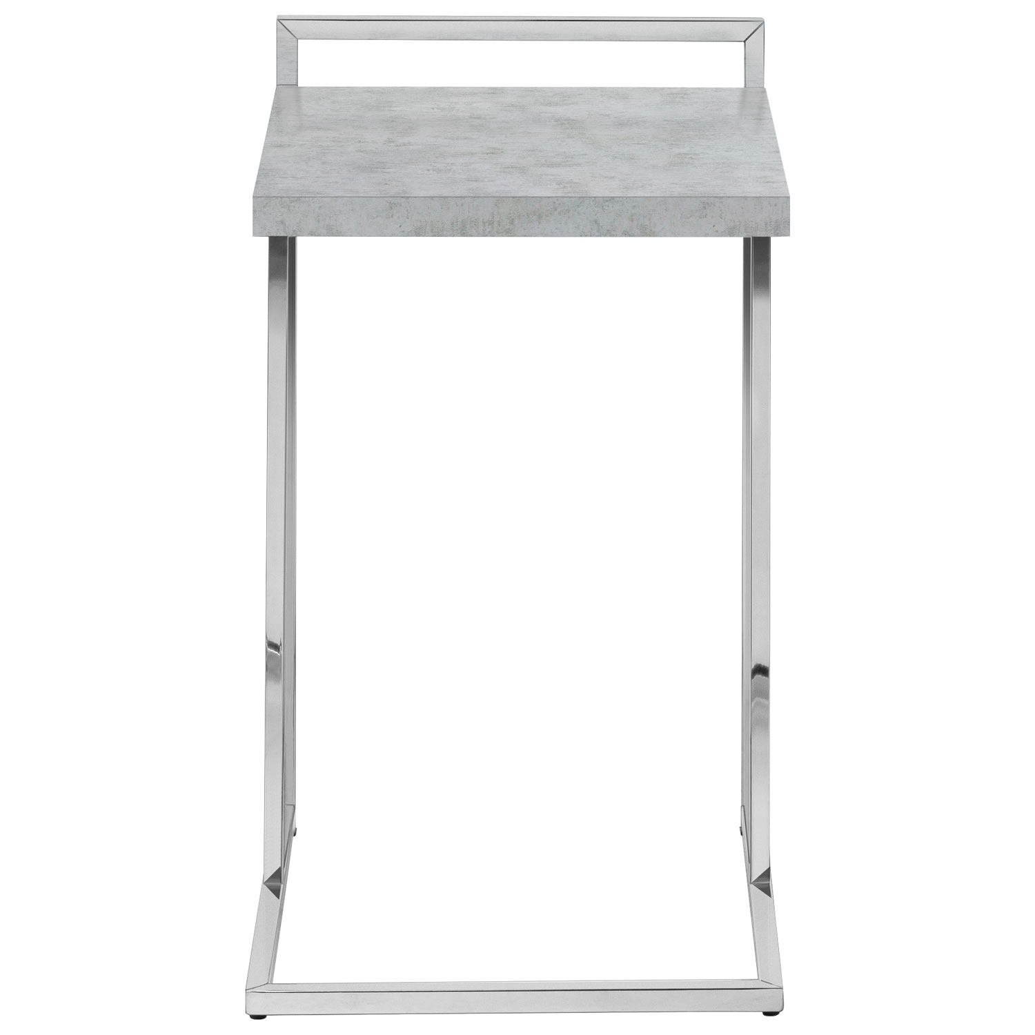 Monarch Thick-Panel Contemporary Rectangular Accent Table - Grey Cement-Look/Chrome