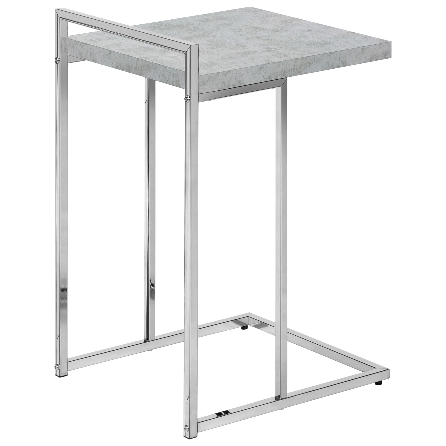 Monarch Thick-Panel Contemporary Rectangular Accent Table - Grey Cement-Look/Chrome
