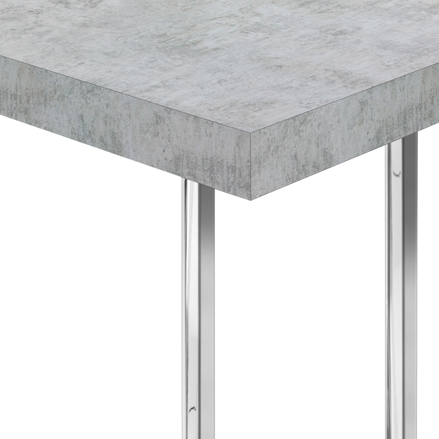 Monarch Thick-Panel Contemporary Rectangular Accent Table - Grey Cement-Look/Chrome