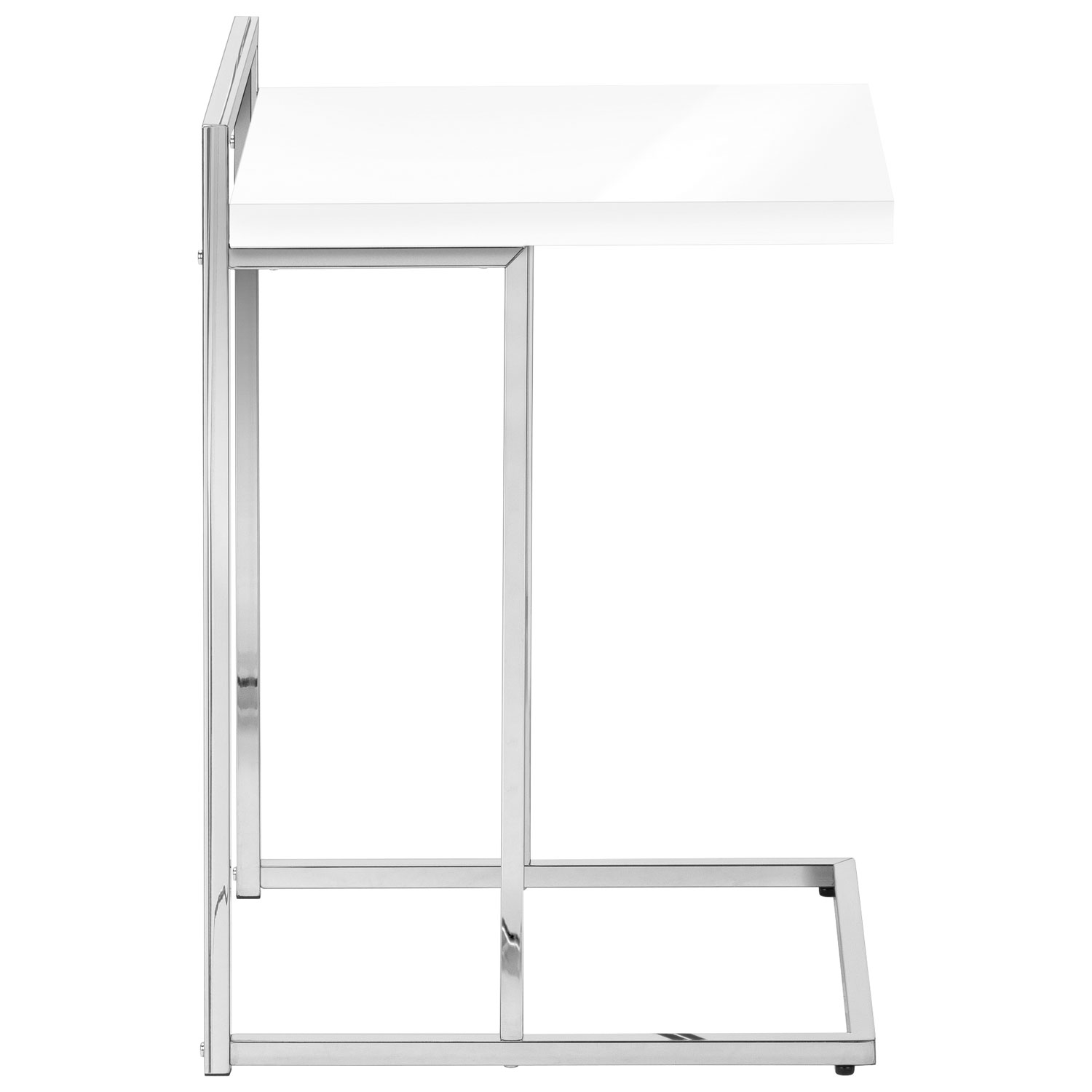 Monarch Thick-Panel Contemporary Rectangular Accent Table - White/Chrome