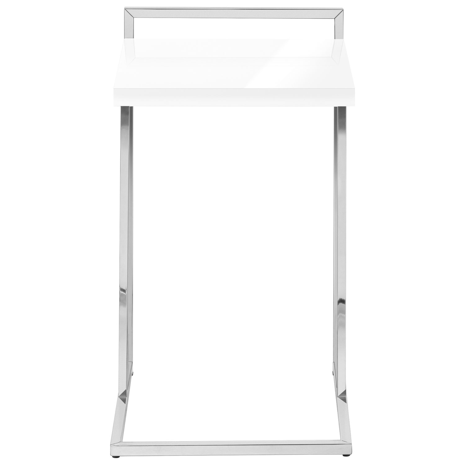 Monarch Thick-Panel Contemporary Rectangular Accent Table - White/Chrome