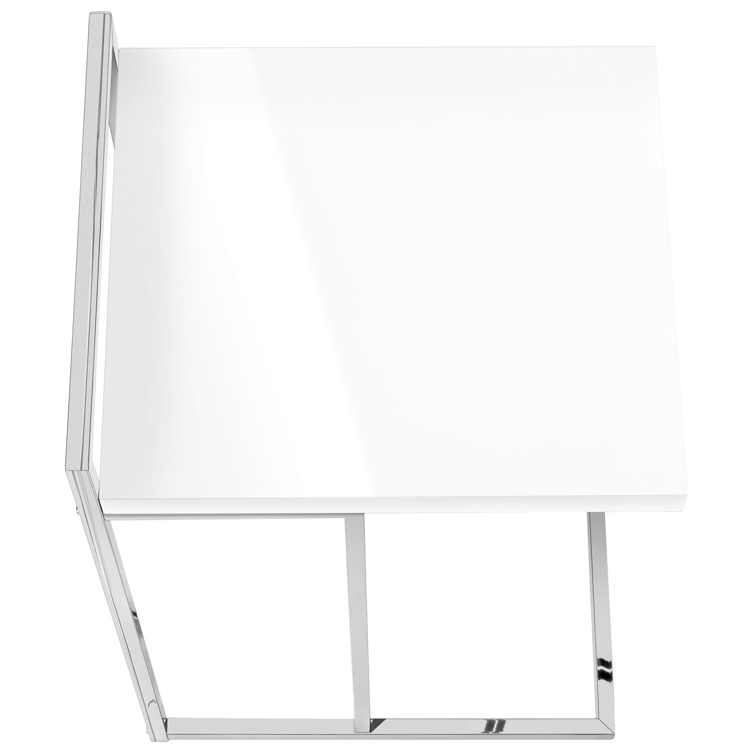 Monarch Thick-Panel Contemporary Rectangular Accent Table - White/Chrome