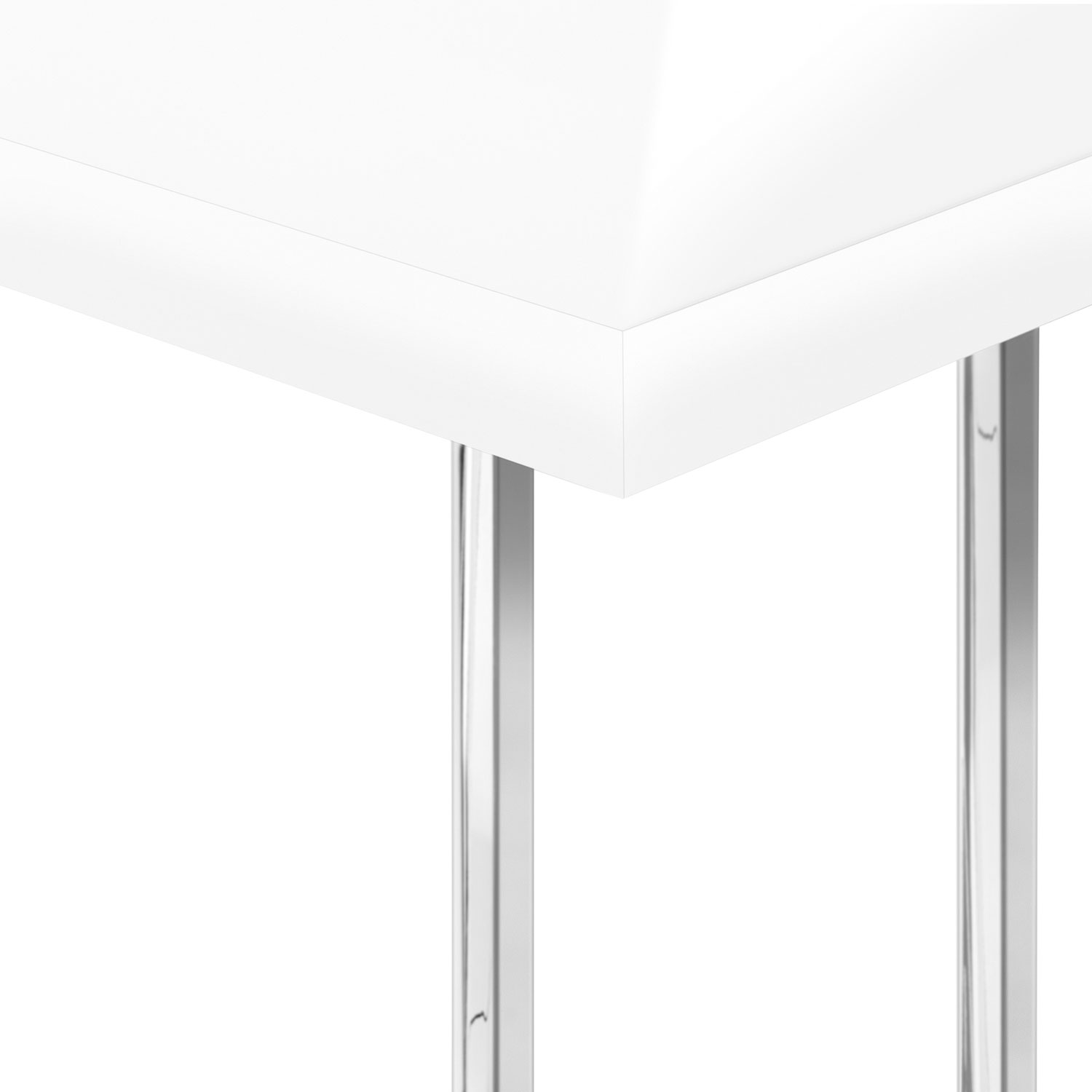Monarch Thick-Panel Contemporary Rectangular Accent Table - White/Chrome