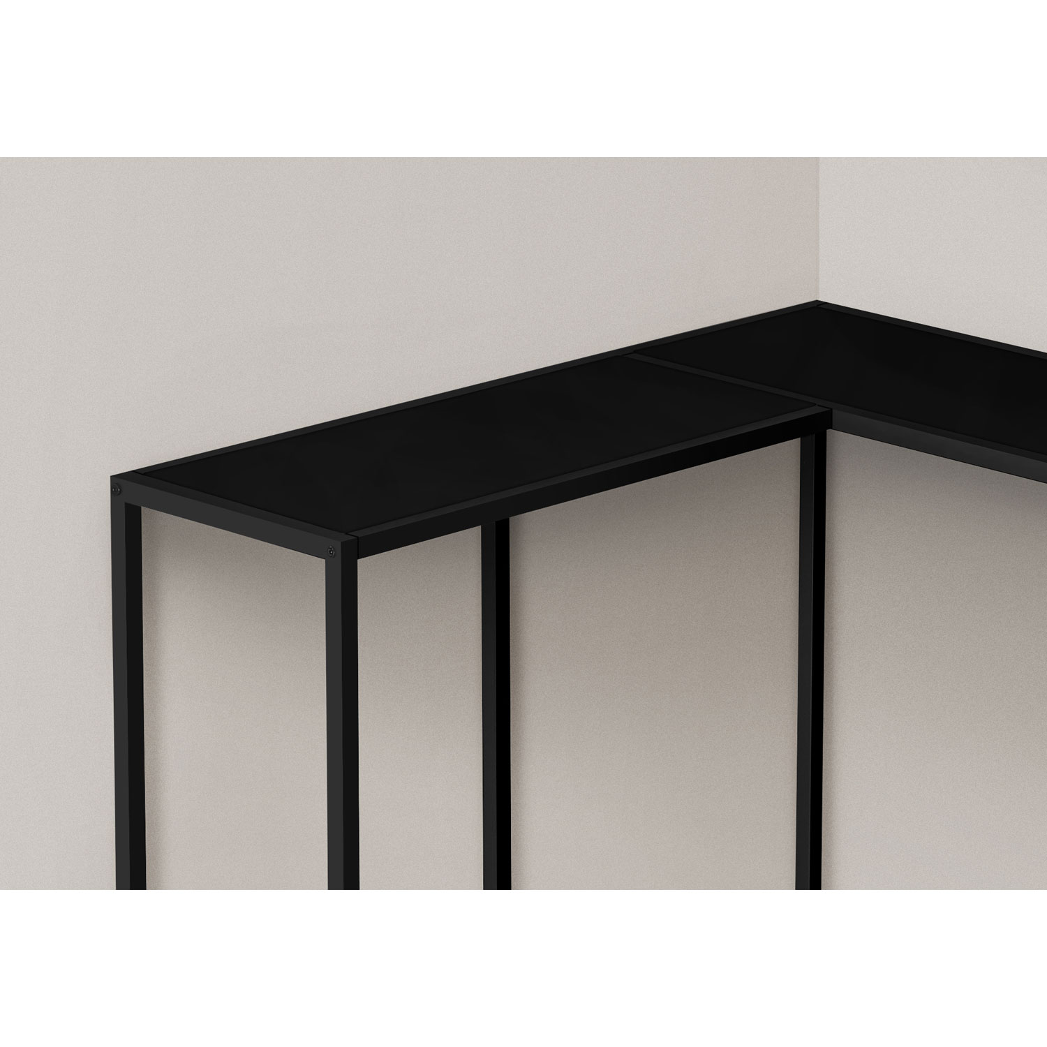 Monarch Contemporary L-Shape Console Table - Black