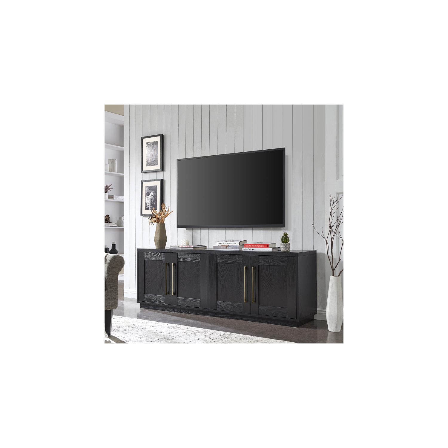 Henn&Hart 68" Black Grain TV Stand