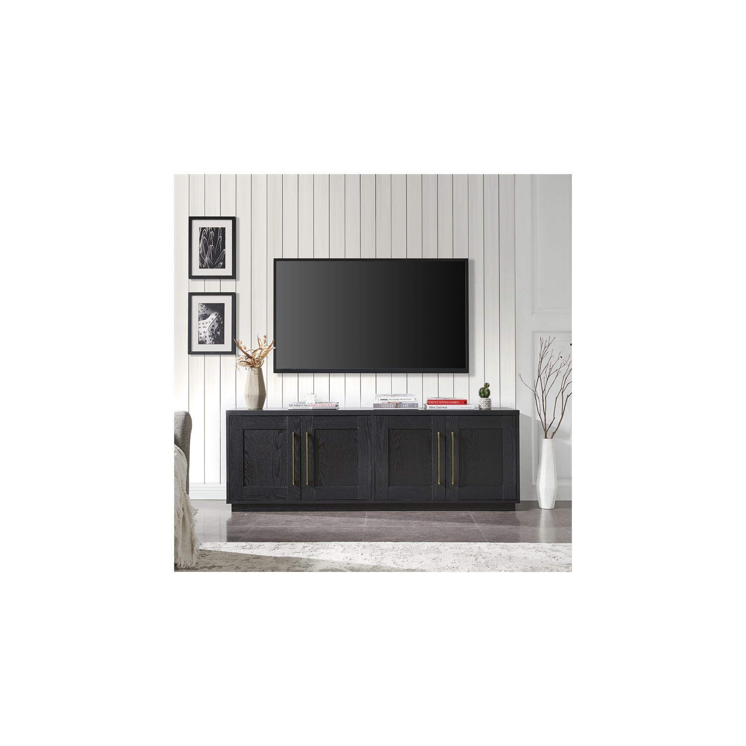 Henn&Hart 68" Black Grain TV Stand