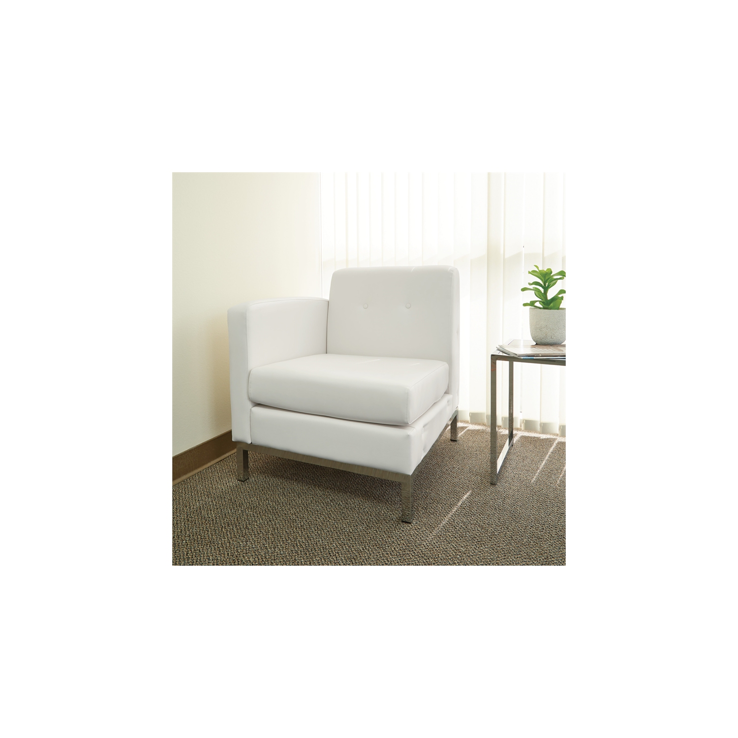 Wall Street Single Armchair LAF White Faux Leather