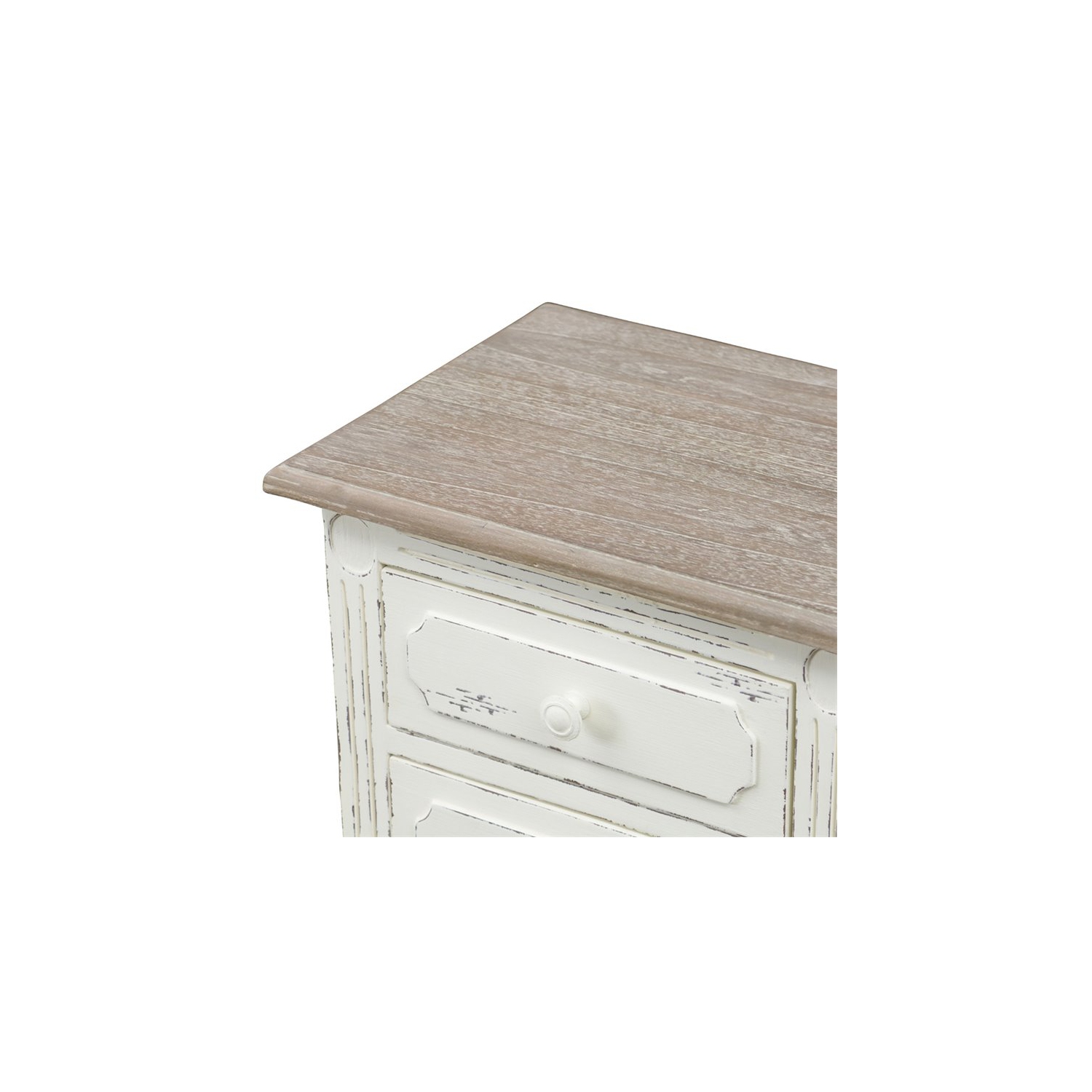 Baxton Studio Anjou 2 Drawer Nightstand in White and Natural