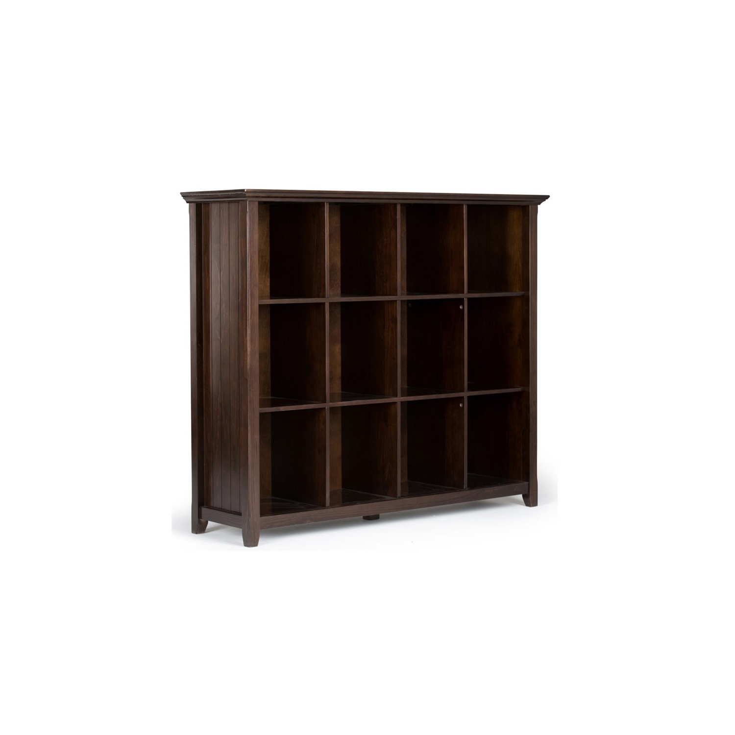 Simpli Home Acadian Wood 48" x 57" Transitional 12 Cube in Brunette Brown