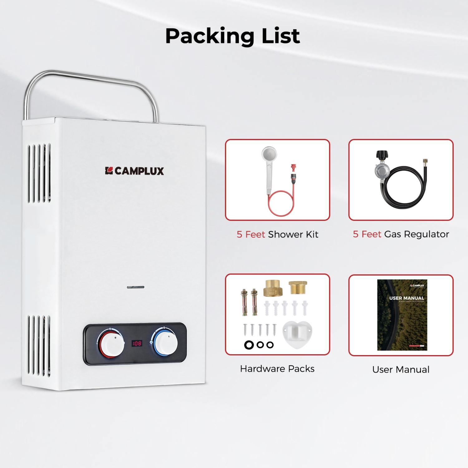 Camplux 1.58 GPM 41,000 BTU Outdoor Portable Propane Tankless Water Heater