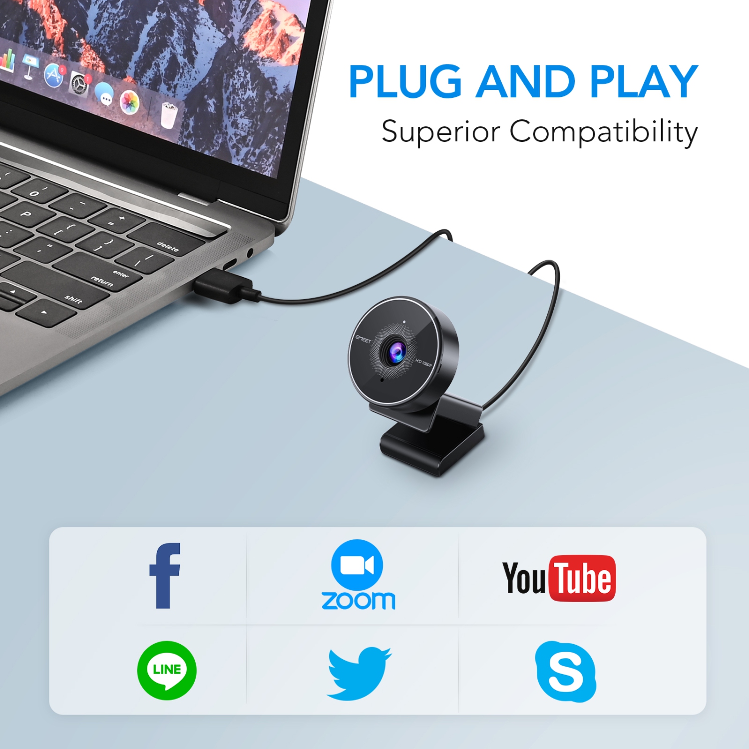 EMEET C955 Webcam Web camera 1080p 30FPS