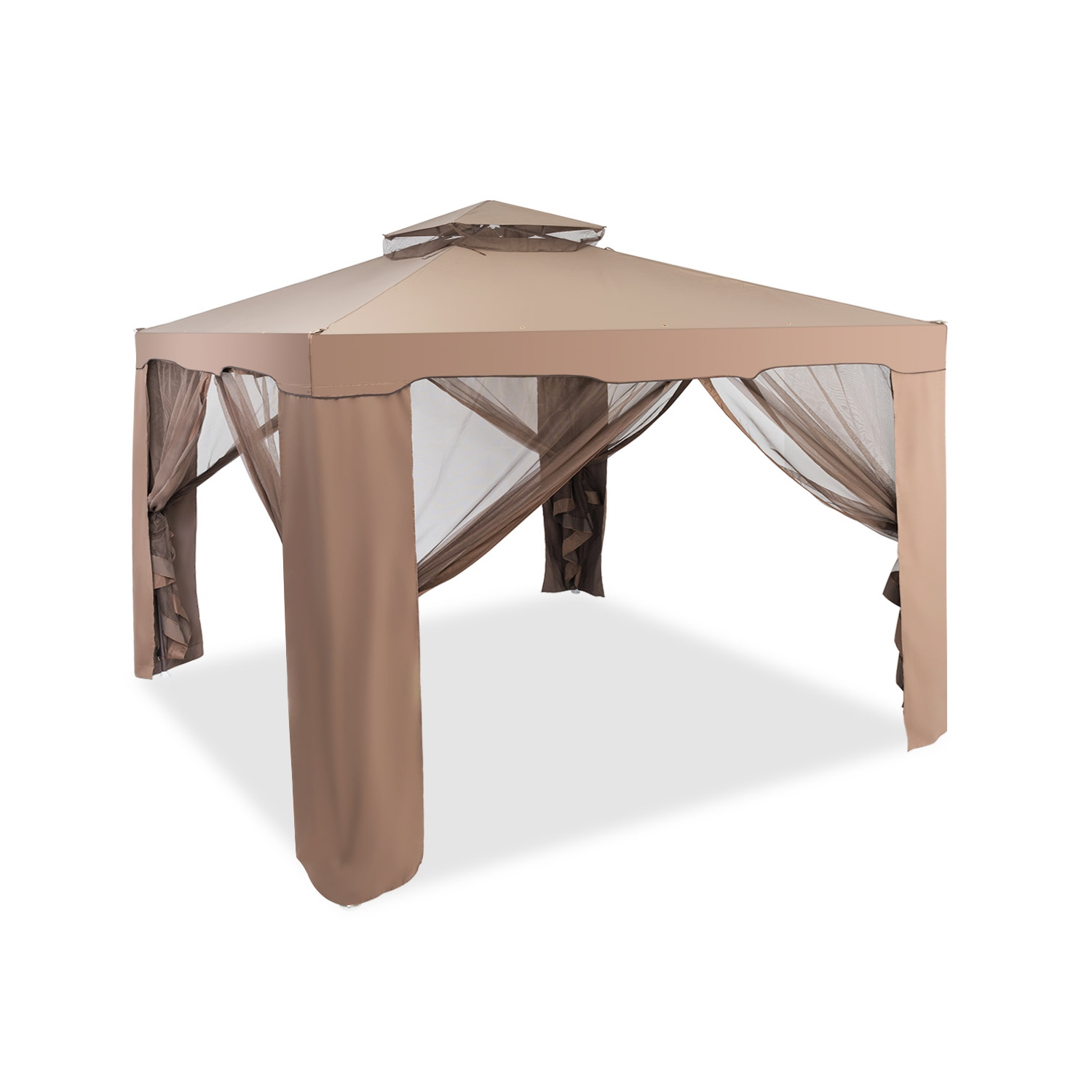 Topbuy 10' x 10' 2-tier Outdoor Netting Canopy Sun Shade Gazebo Tent for Picnic Party