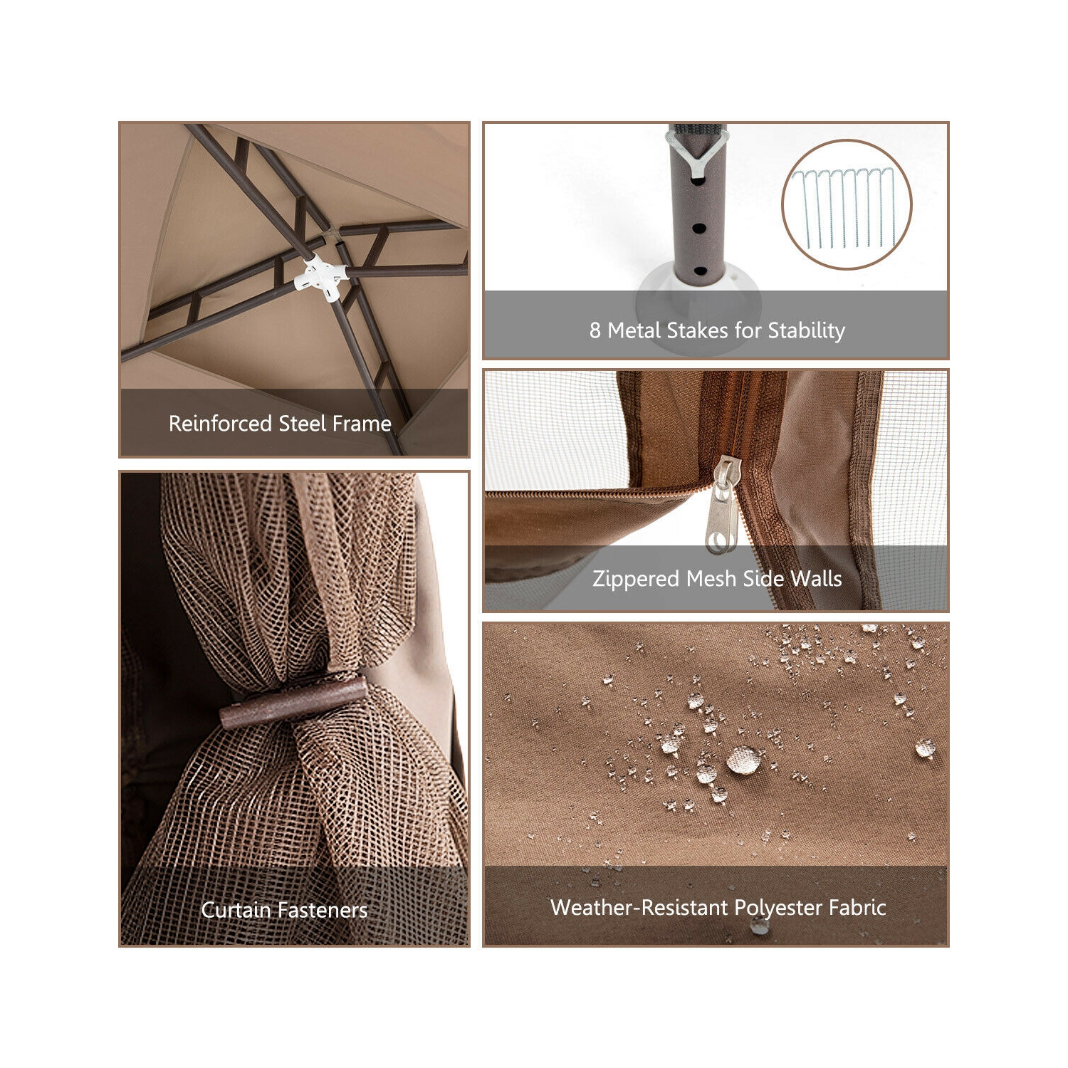 Topbuy 10' x 10' 2-tier Outdoor Netting Canopy Sun Shade Gazebo Tent for Picnic Party