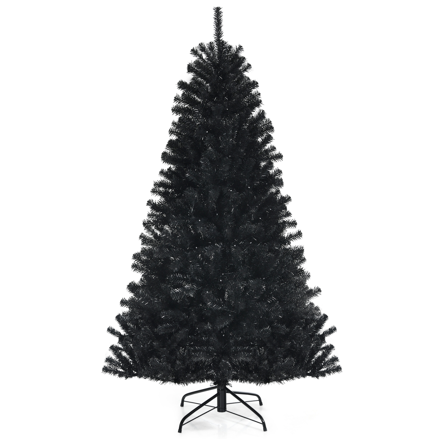 Topbuy 6 Ft Artificial Christmas Tree, Black Halloween Tree w/ 250 Purple LED Lights