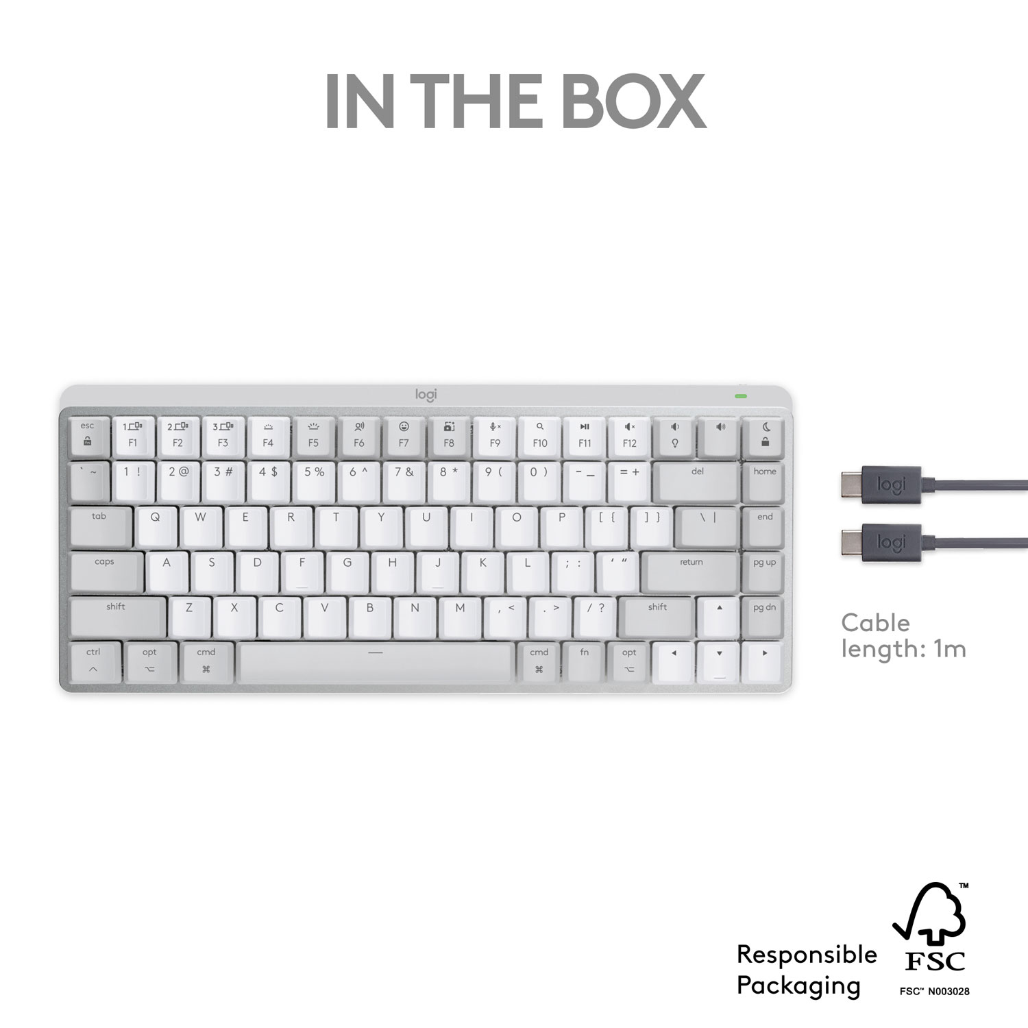 Logitech MX Mechanical Mini Bluetooth Backlit Mechanical Ergonomic Keyboard for Mac - Pale Grey