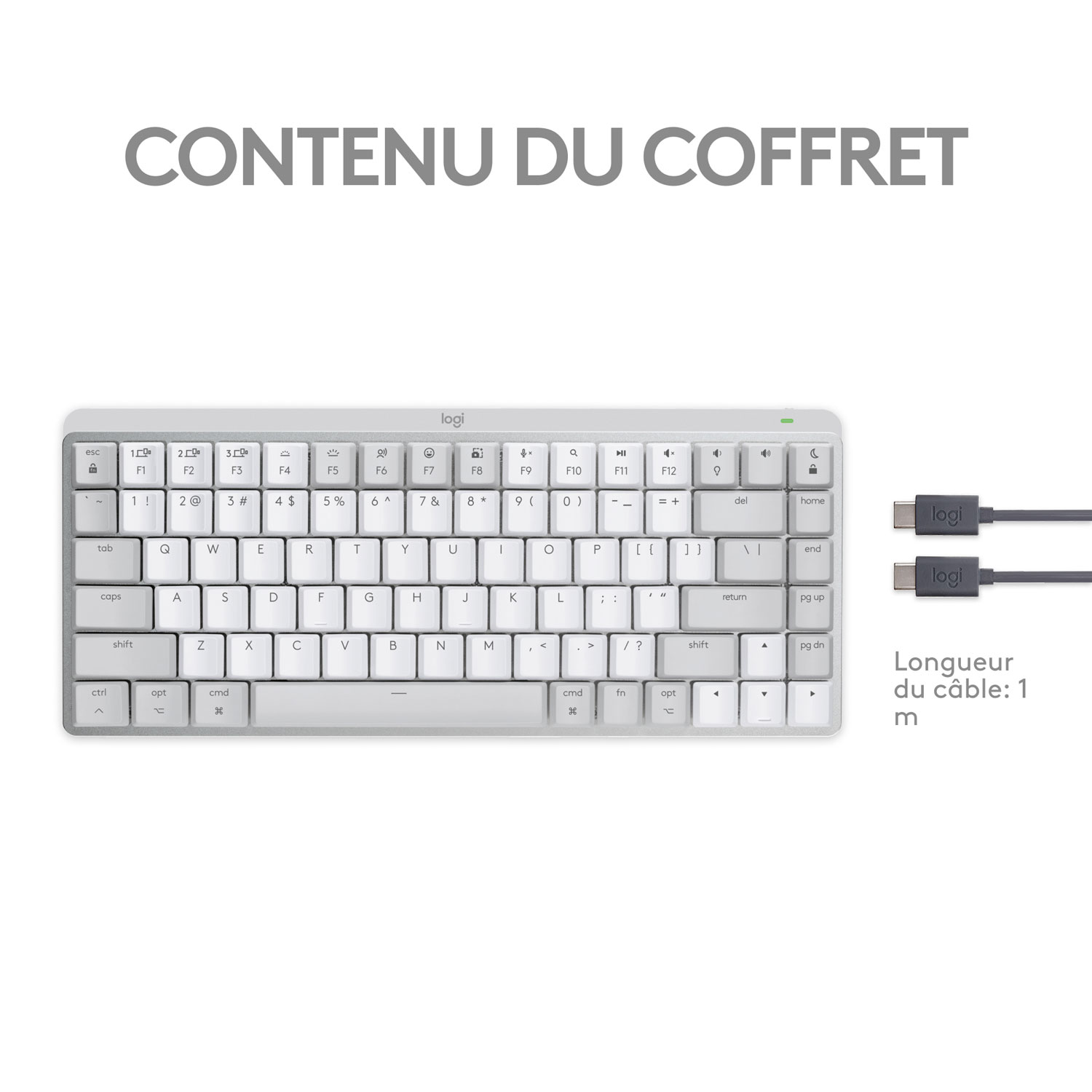 Logitech MX Mechanical Mini Bluetooth Backlit Mechanical Ergonomic Keyboard for Mac - Pale Grey