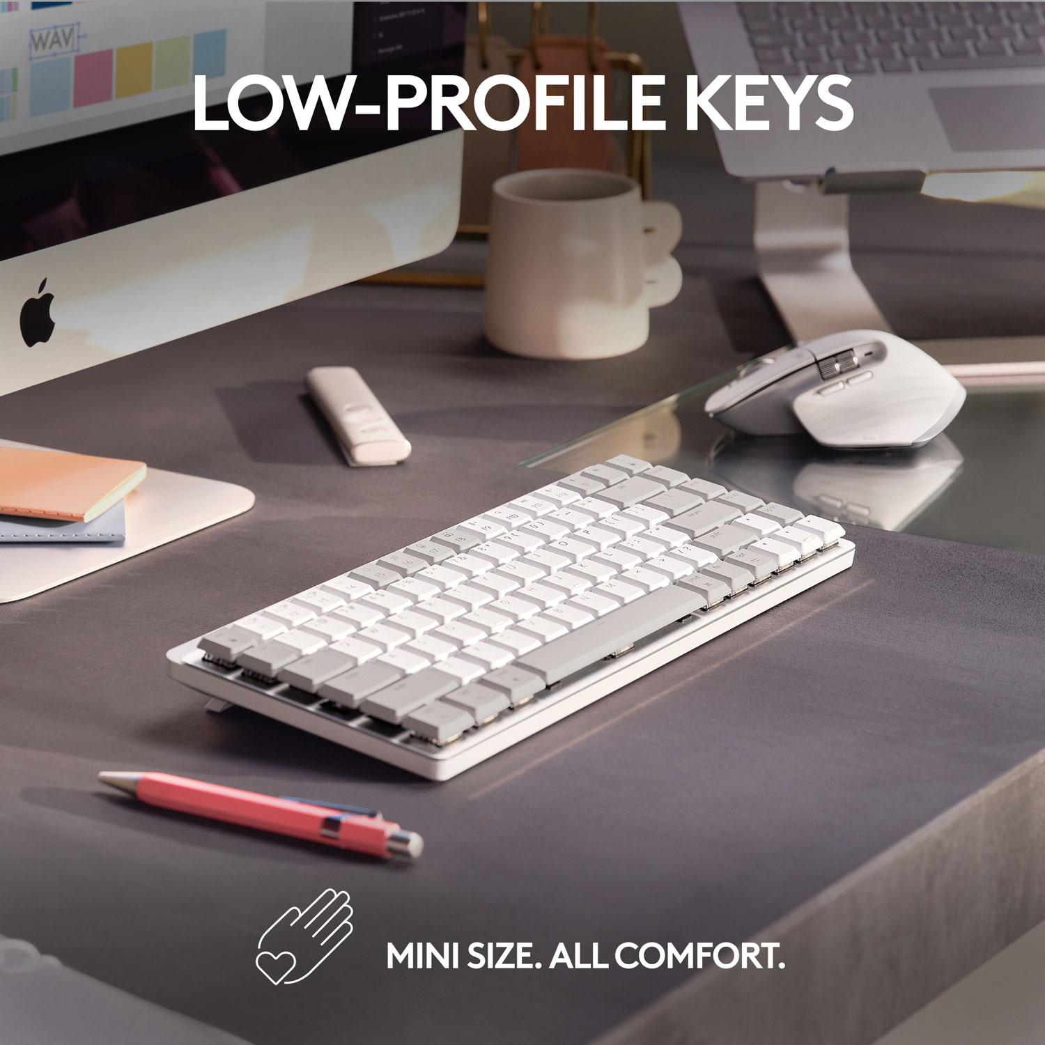 Logitech MX Mechanical Mini Bluetooth Backlit Mechanical Ergonomic Keyboard for Mac - Pale Grey