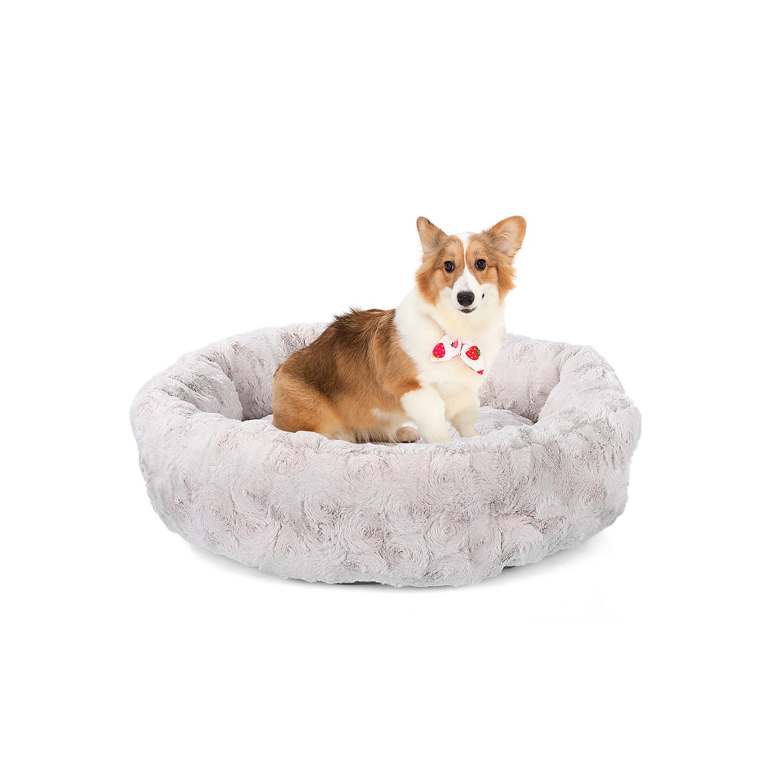 Lits pour animaux de compagnie Lit pour chien apaisant Fausse fourrure Moelleux rond Donut Cuddler Lit anti-anxiété pour chat - WOMEOW™