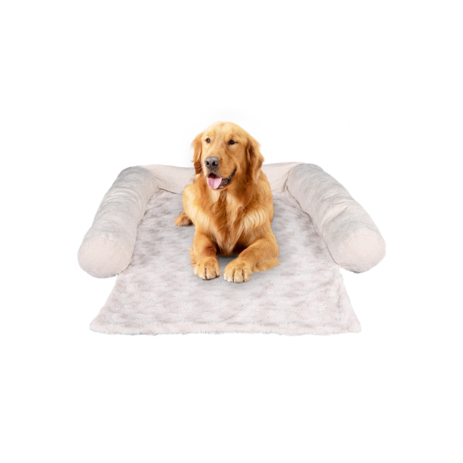 33.4''X39.3'' Pet Beds Mats Soft Fabric Pet Couch Protector Cover with 3-Sided Bolster for Dog and Cats - Camel-WOMEOW™