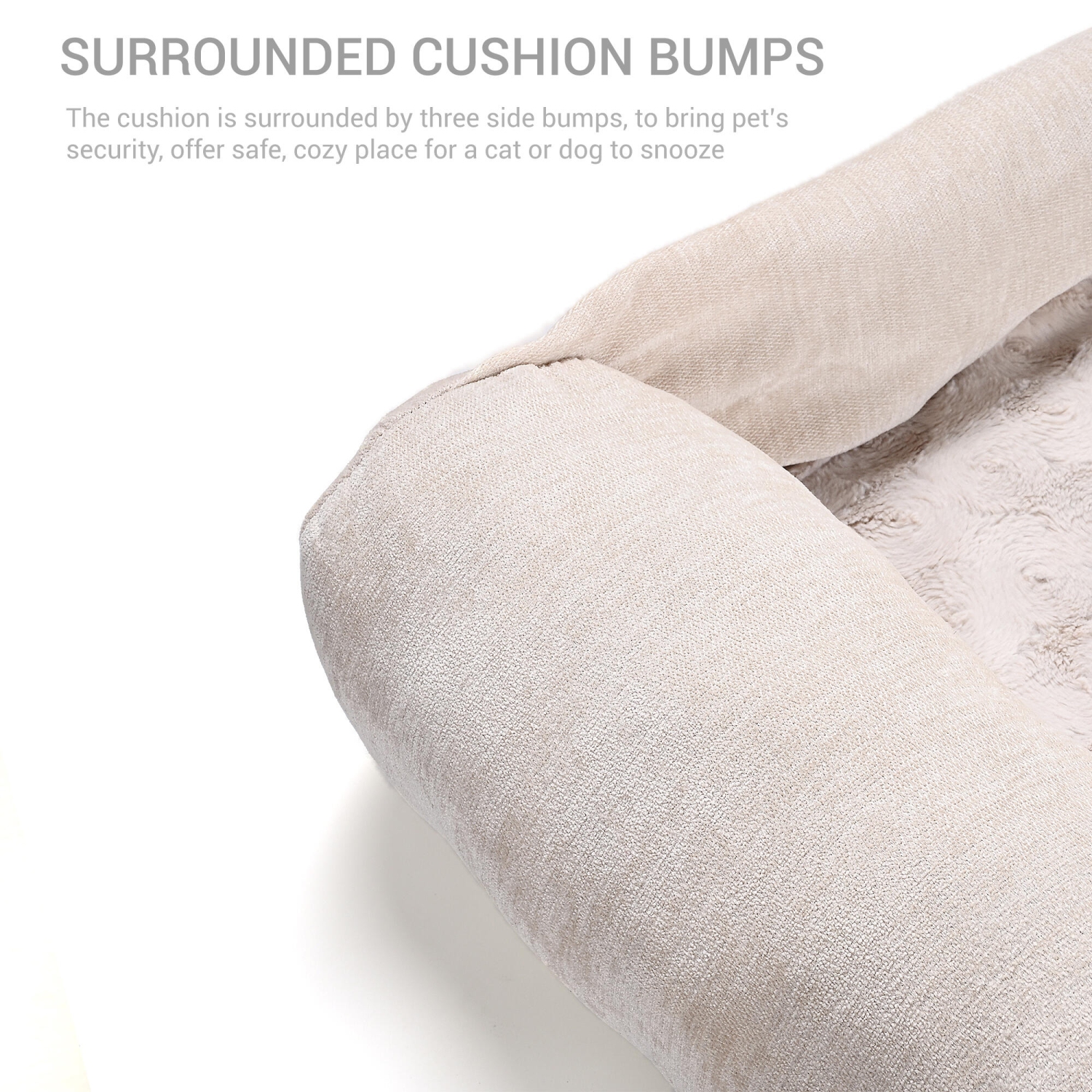 33.4''X39.3'' Pet Beds Mats Soft Fabric Pet Couch Protector Cover with 3-Sided Bolster for Dog and Cats - Camel-WOMEOW™