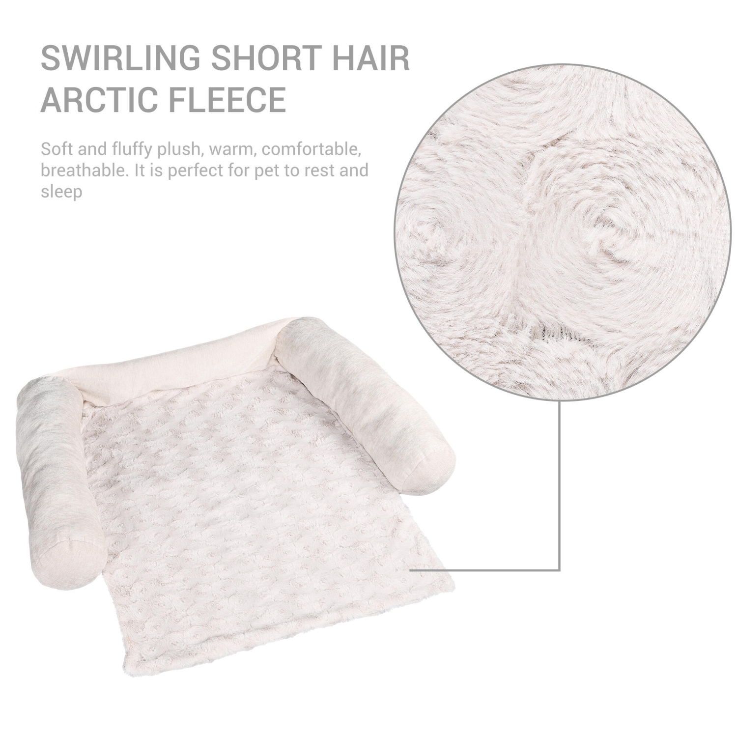 33.4''X39.3'' Pet Beds Mats Soft Fabric Pet Couch Protector Cover with 3-Sided Bolster for Dog and Cats - Camel-WOMEOW™