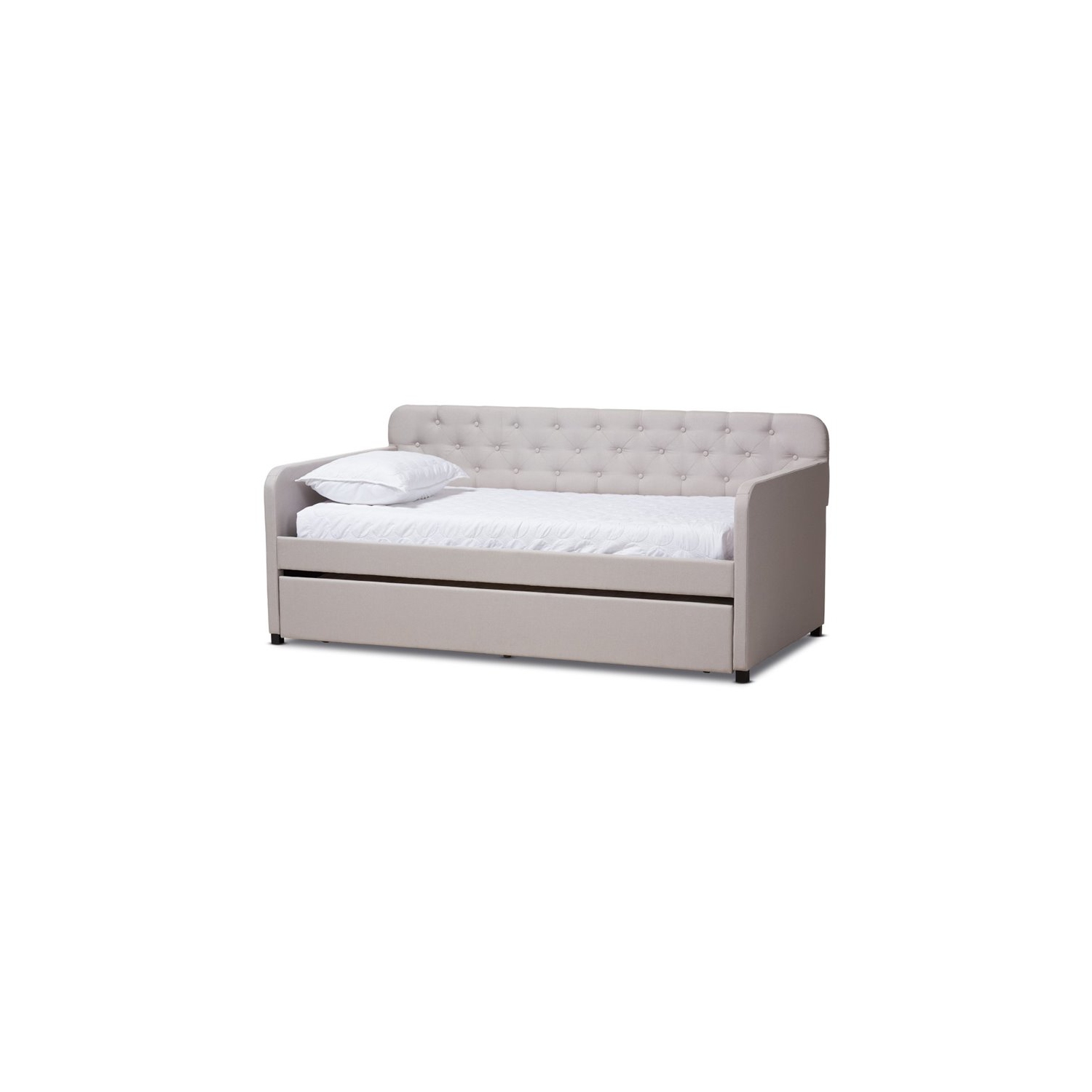Lit de repos simple contemporain en tissu capitonné Bowery Hill, beige