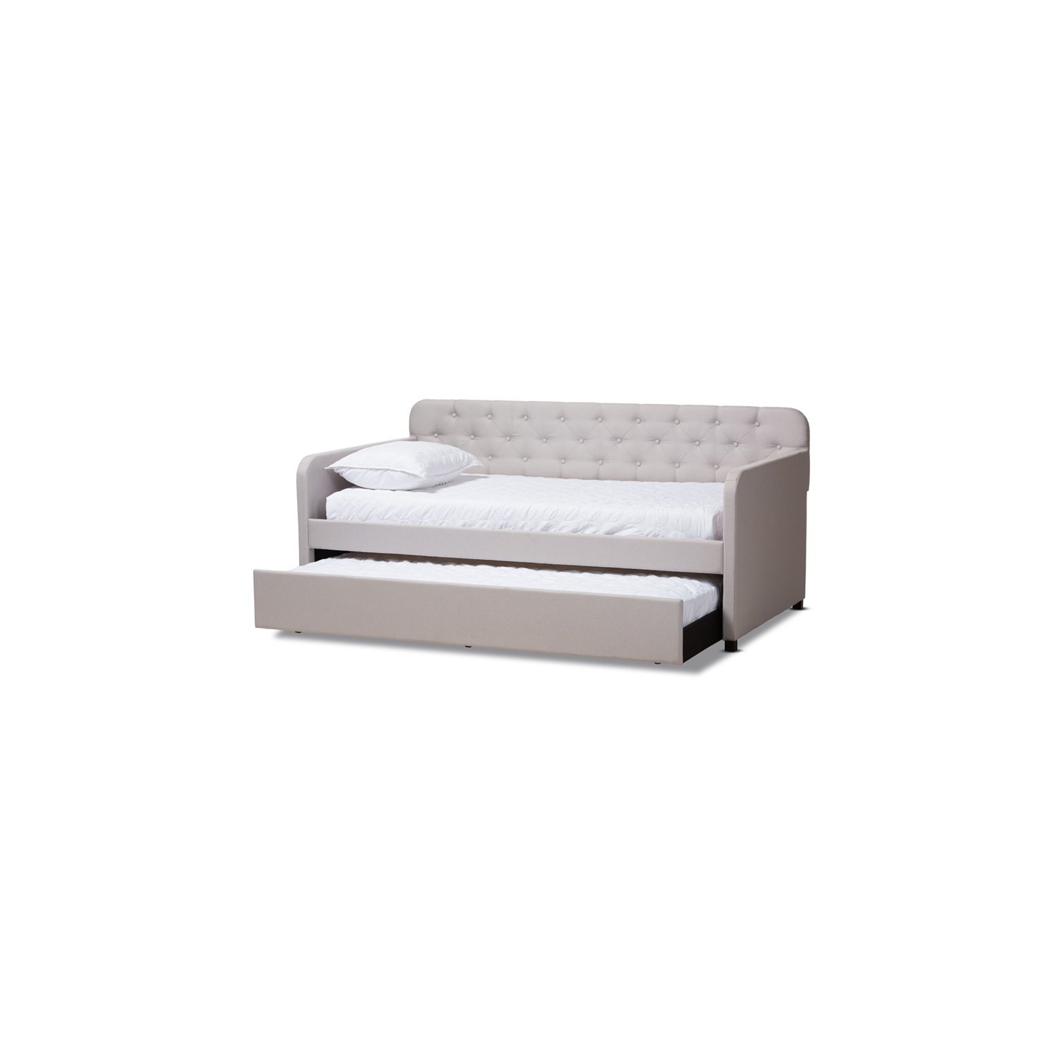 Lit de repos simple contemporain en tissu capitonné Bowery Hill, beige