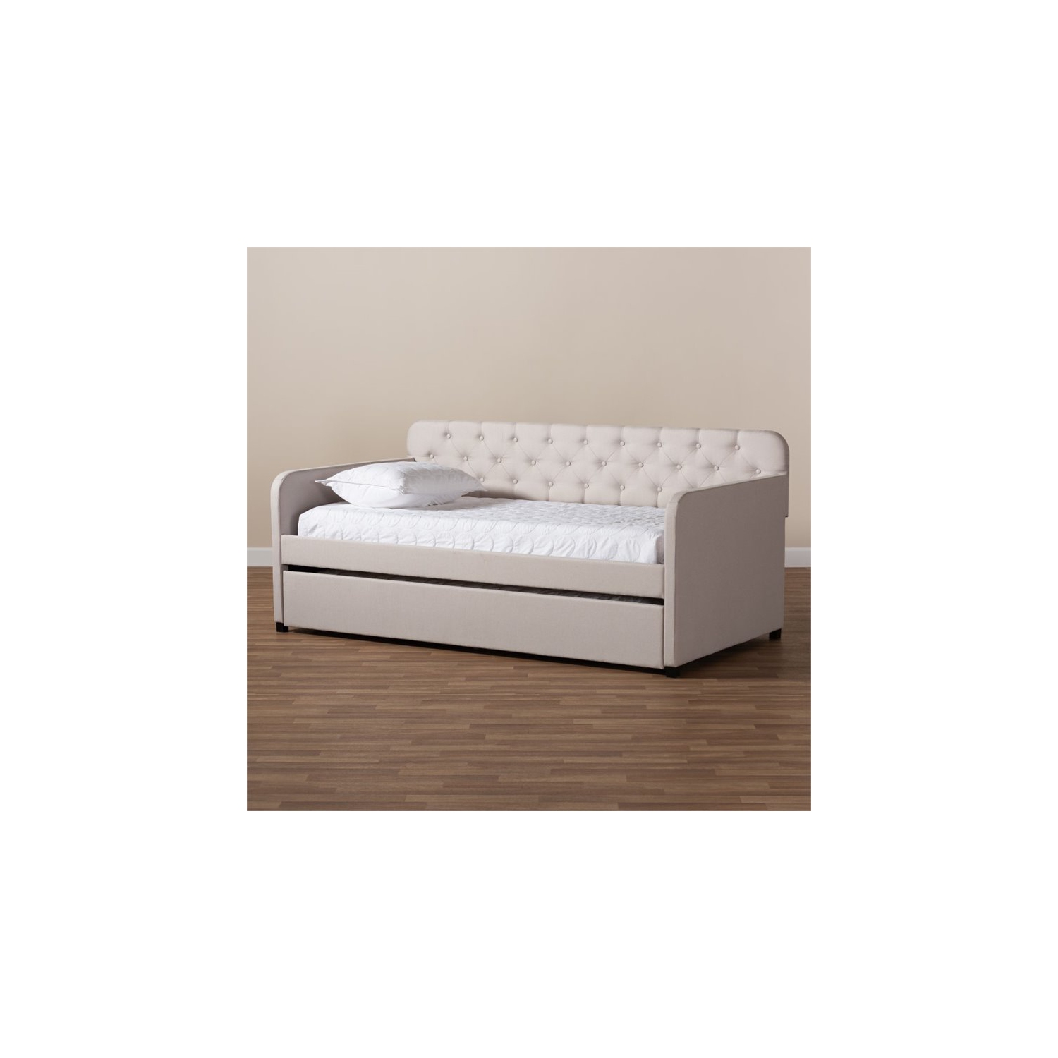 Lit de repos simple contemporain en tissu capitonné Bowery Hill, beige