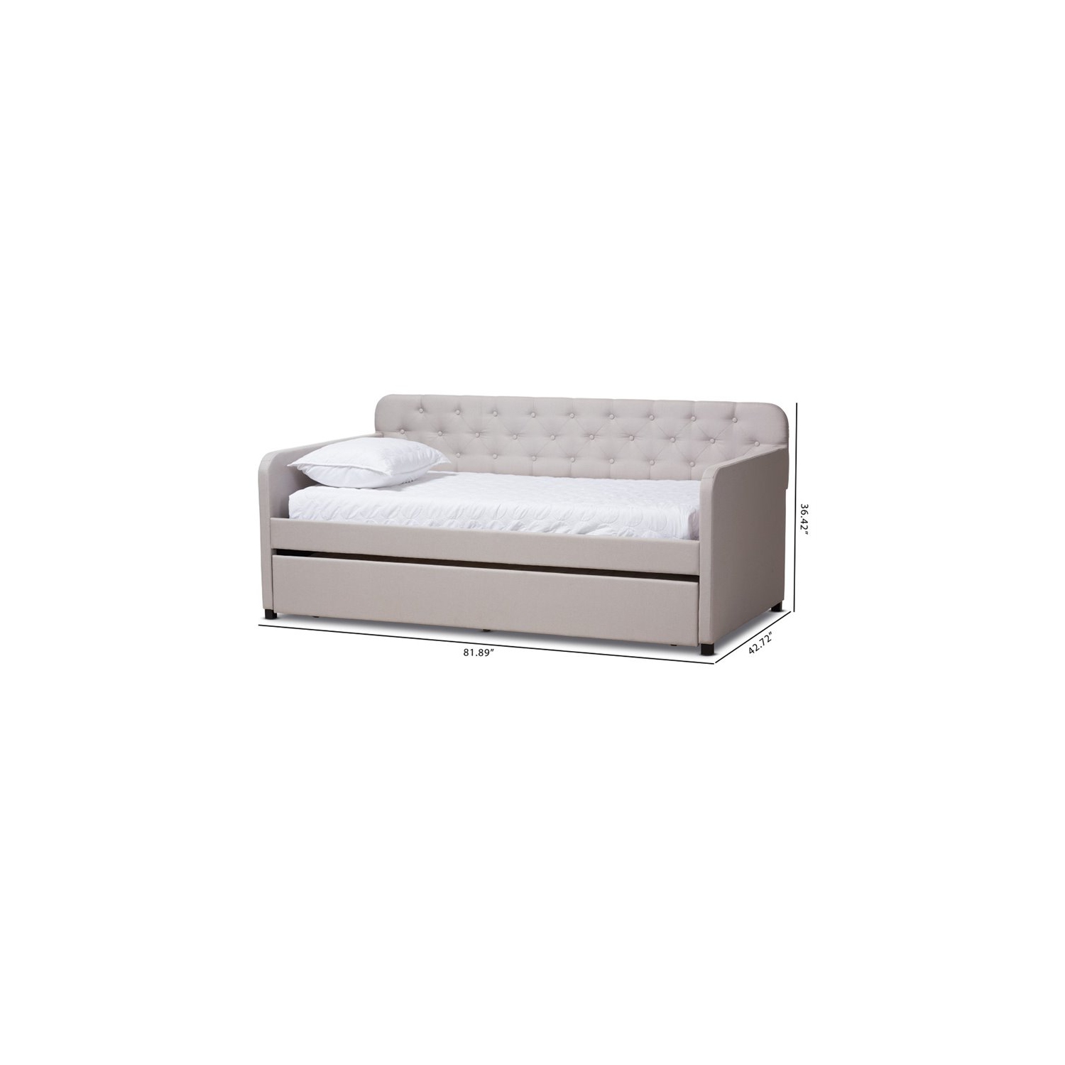 Lit de repos simple contemporain en tissu capitonné Bowery Hill, beige
