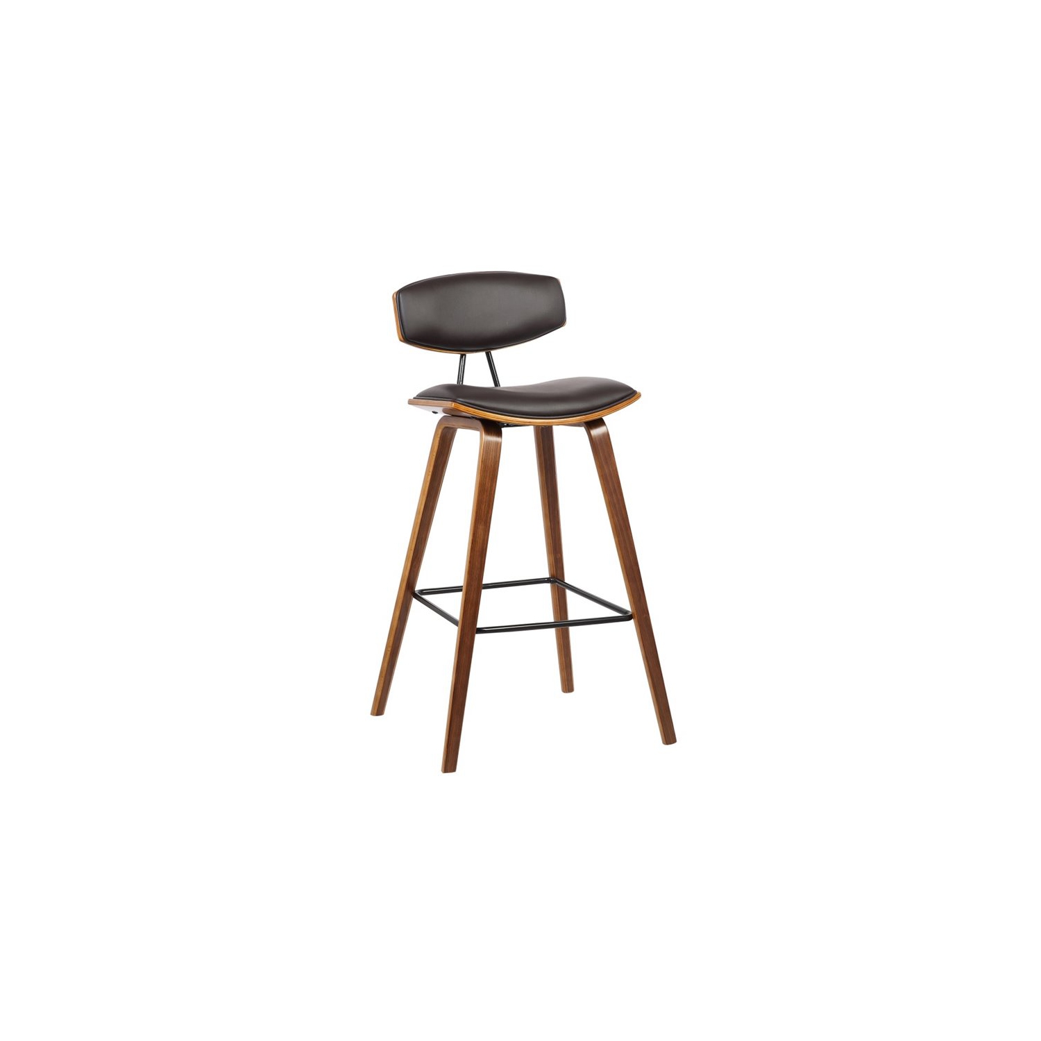 Hawthorne Collections 30" Faux Leather Bar Stool in Walnut and Brown