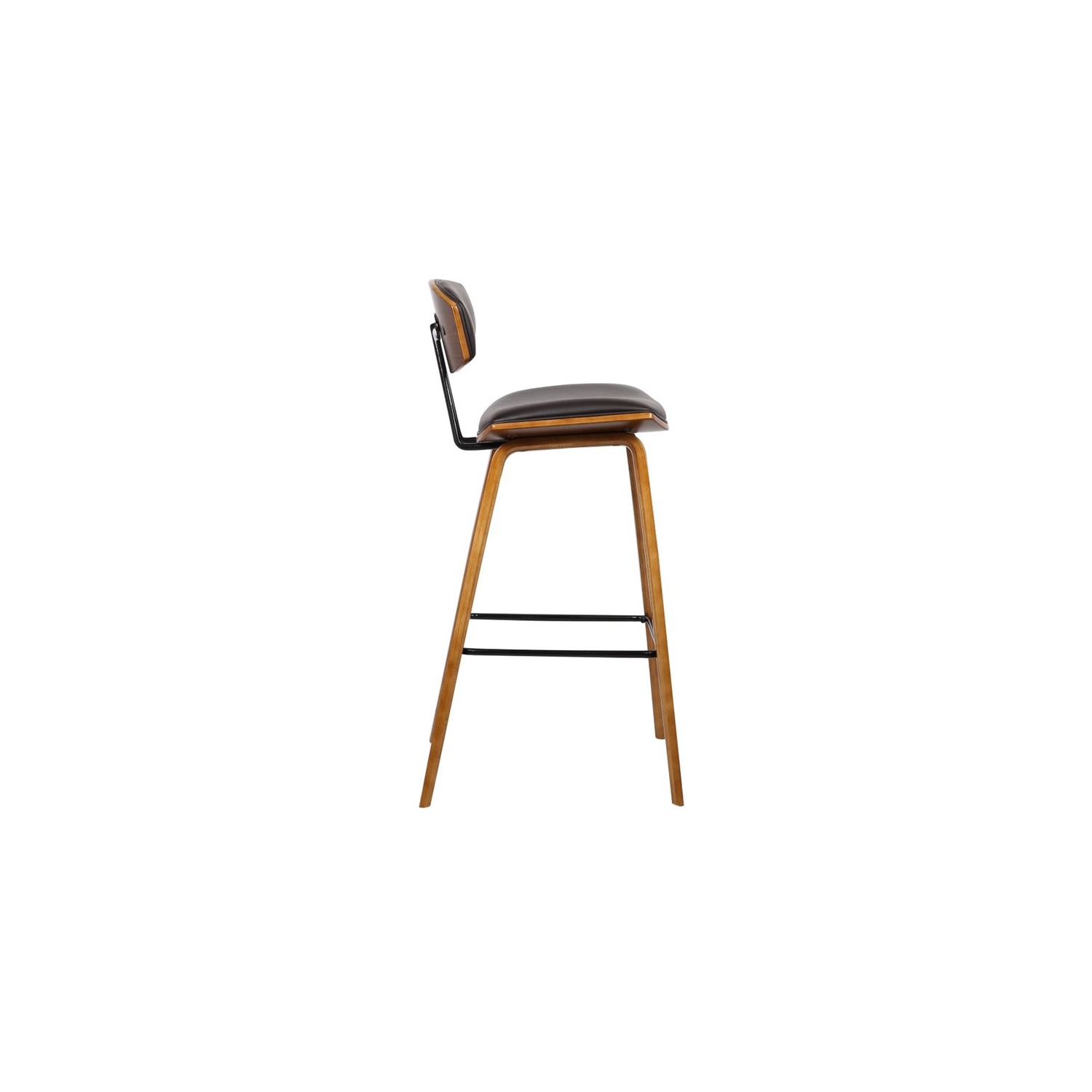 Hawthorne Collections 30" Faux Leather Bar Stool in Walnut and Brown