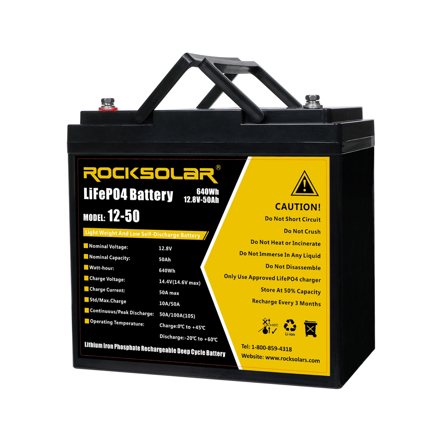 Batterie à décharge poussée de 12 V et 50 Ah LiFePO4 de ROCKSOLAR