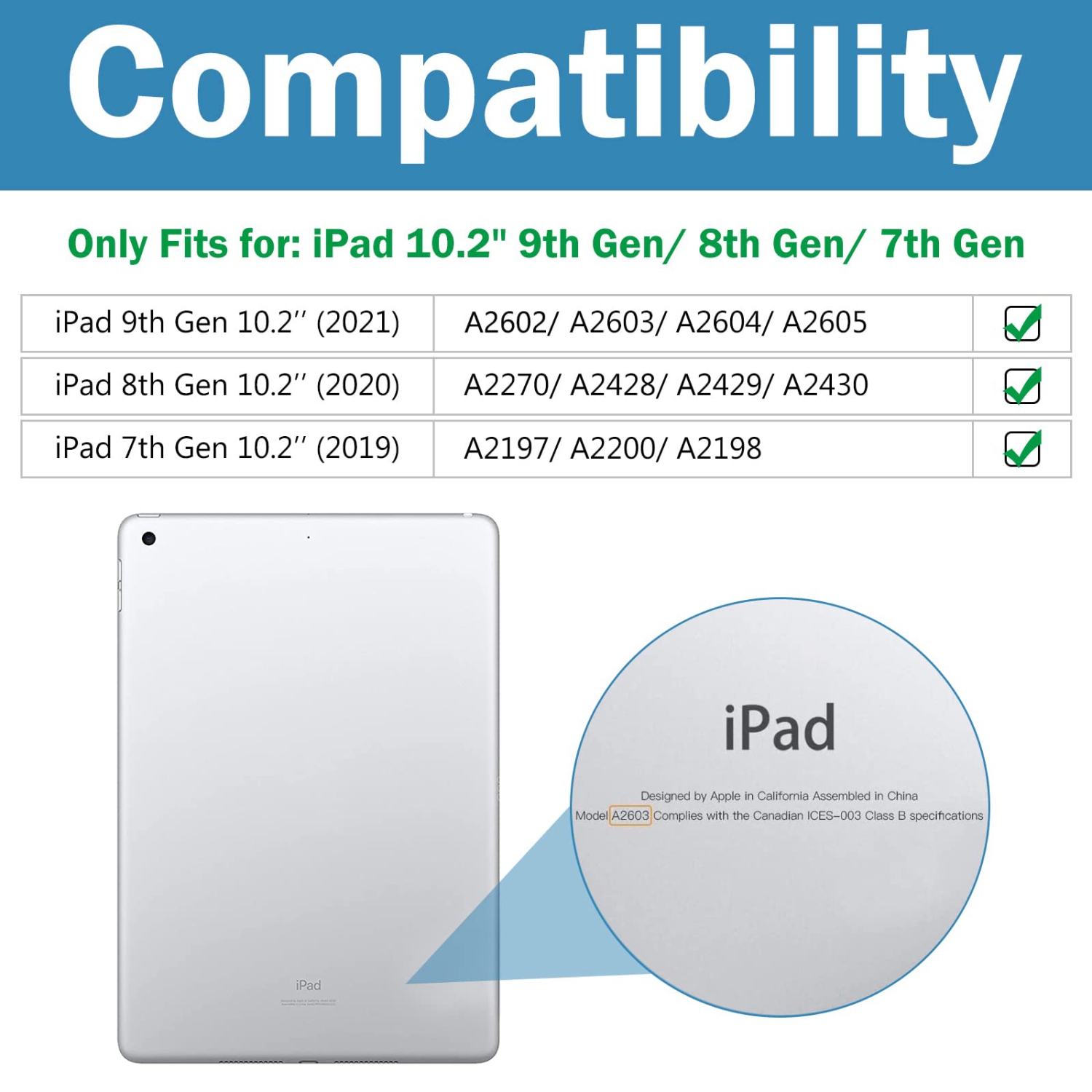 ProCase iPad 10.2 Case 2021 9th Gen/ 2020 8th Gen/ 2019 7th Gen Case with Tempered Glass Screen Protector, Slim Stand Hard S