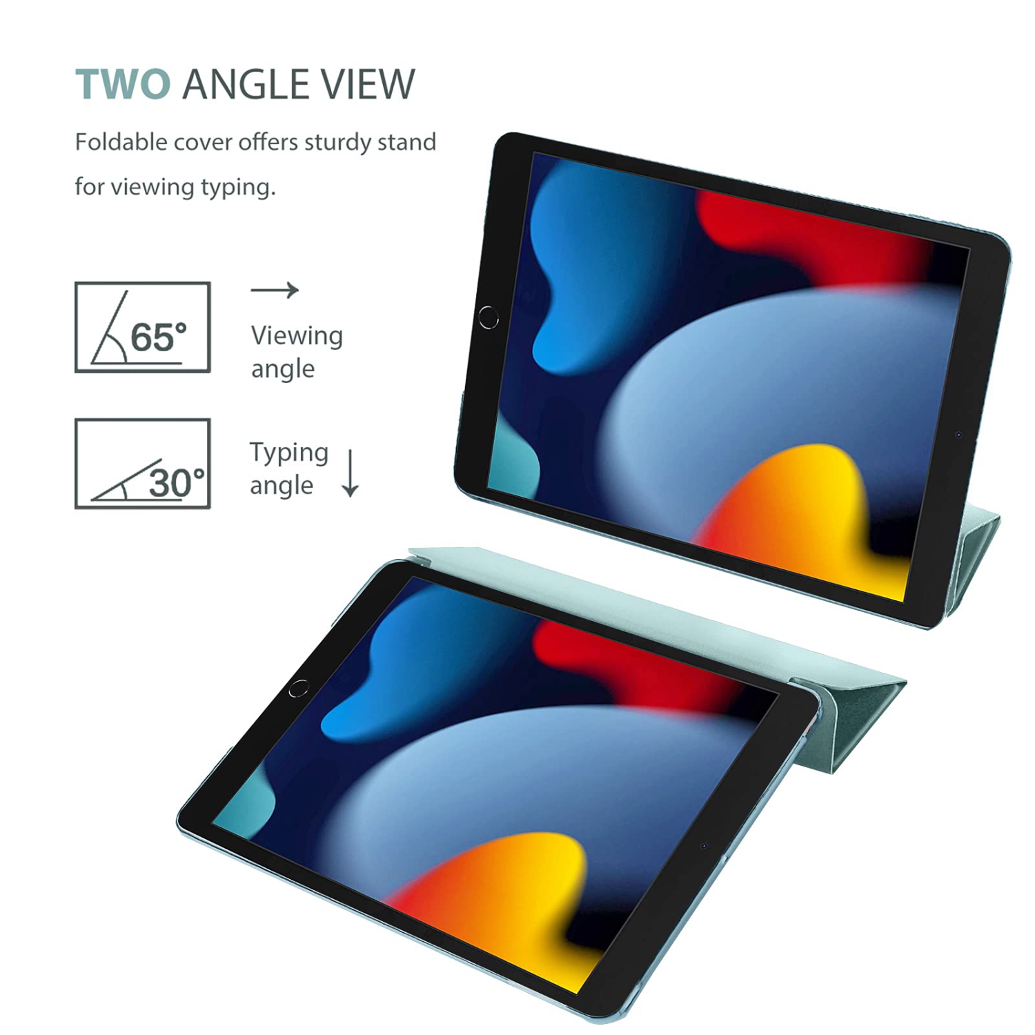 ProCase iPad 10.2 Case 2021 9th Gen/ 2020 8th Gen/ 2019 7th Gen Case with Tempered Glass Screen Protector, Slim Stand Hard S