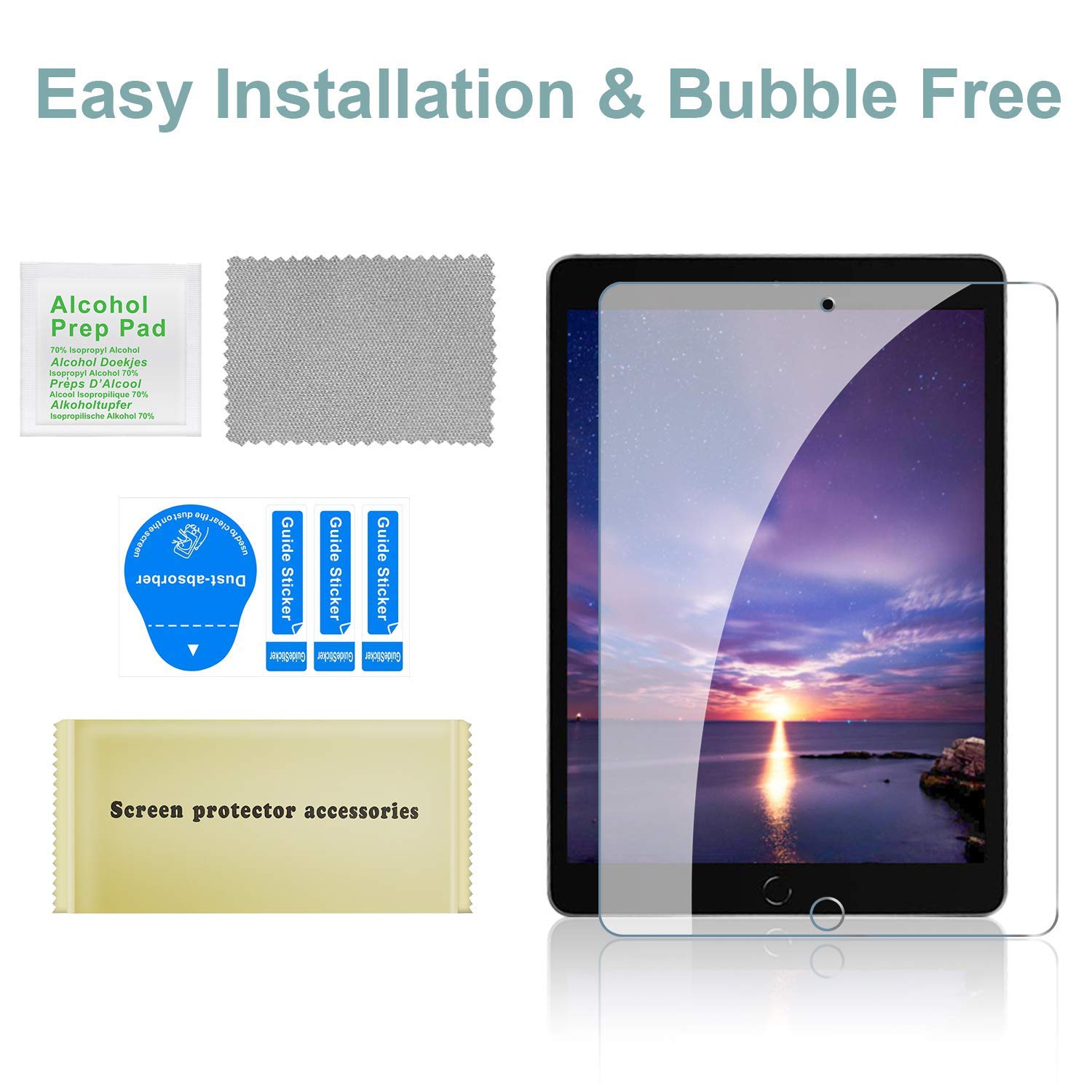 ProCase iPad 10.2 Case 2021 9th Gen/ 2020 8th Gen/ 2019 7th Gen Case with Tempered Glass Screen Protector, Slim Stand Hard S