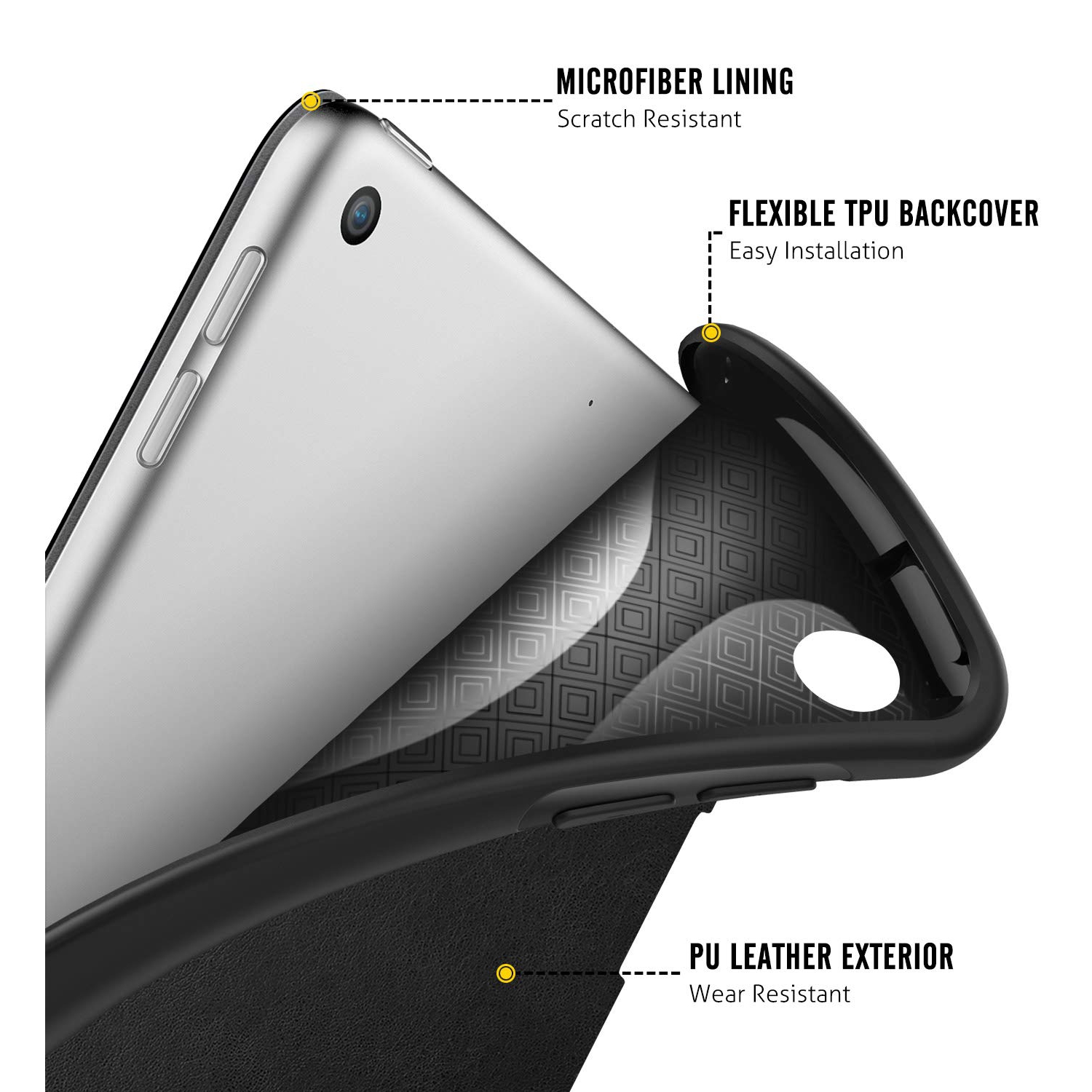 MoKo iPad 10.2 Case iPad 9th Generation 2021 / 8th Generation 2020 / 7th Generation 2019 Case with Pencil Holder, Soft TPU S