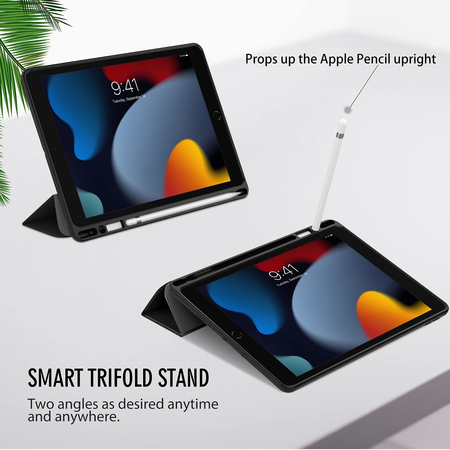 MoKo iPad 10.2 Case iPad 9th Generation 2021 / 8th Generation 2020 / 7th Generation 2019 Case with Pencil Holder, Soft TPU S