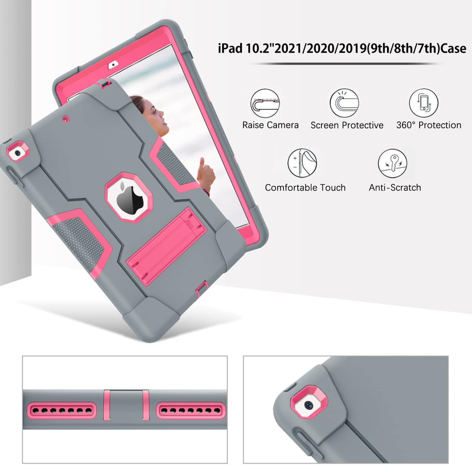 iPad 10.2 Case,iPad 9th Generation Case,iPad 8th Generation Case,iPad 7th Generation Case,DUEDUE Heavy Duty Cover with Kicks