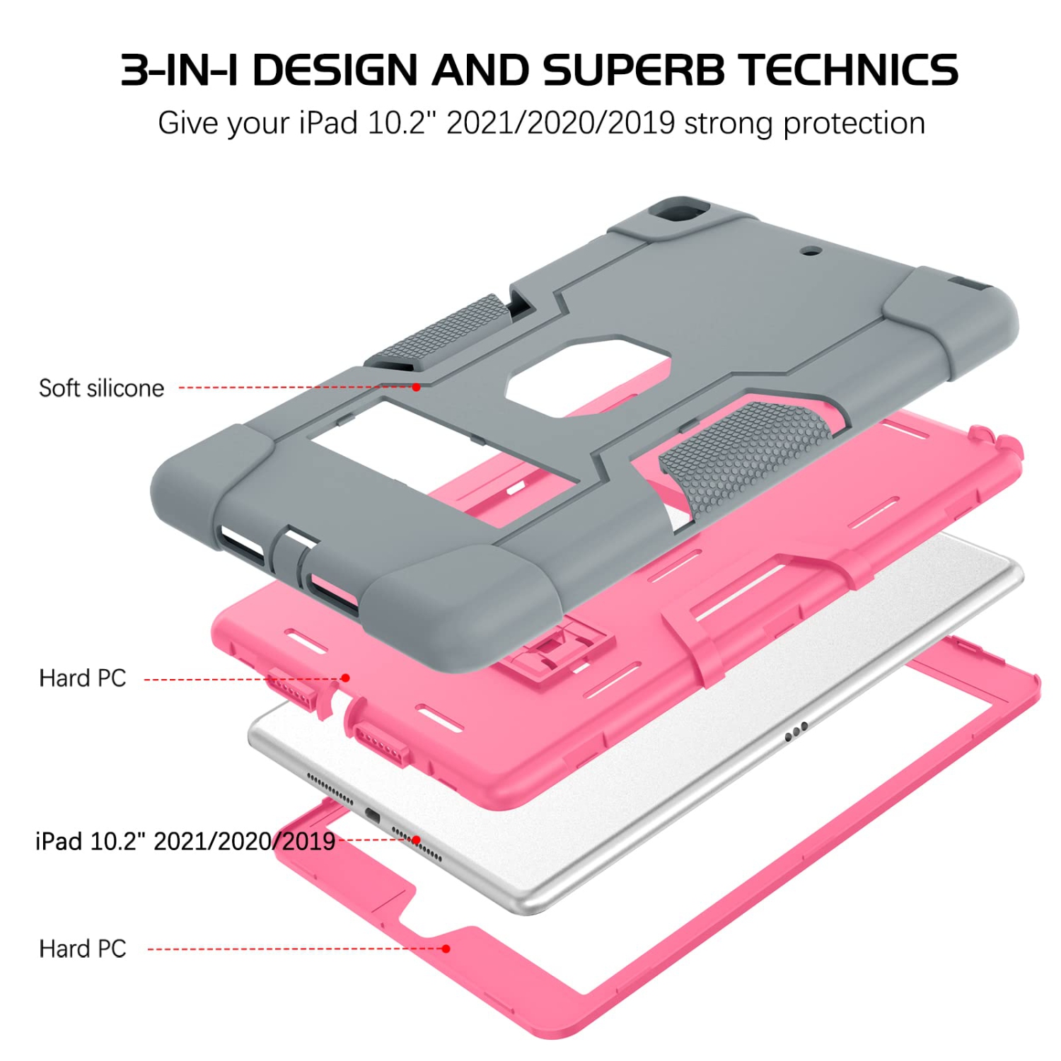 iPad 10.2 Case,iPad 9th Generation Case,iPad 8th Generation Case,iPad 7th Generation Case,DUEDUE Heavy Duty Cover with Kicks